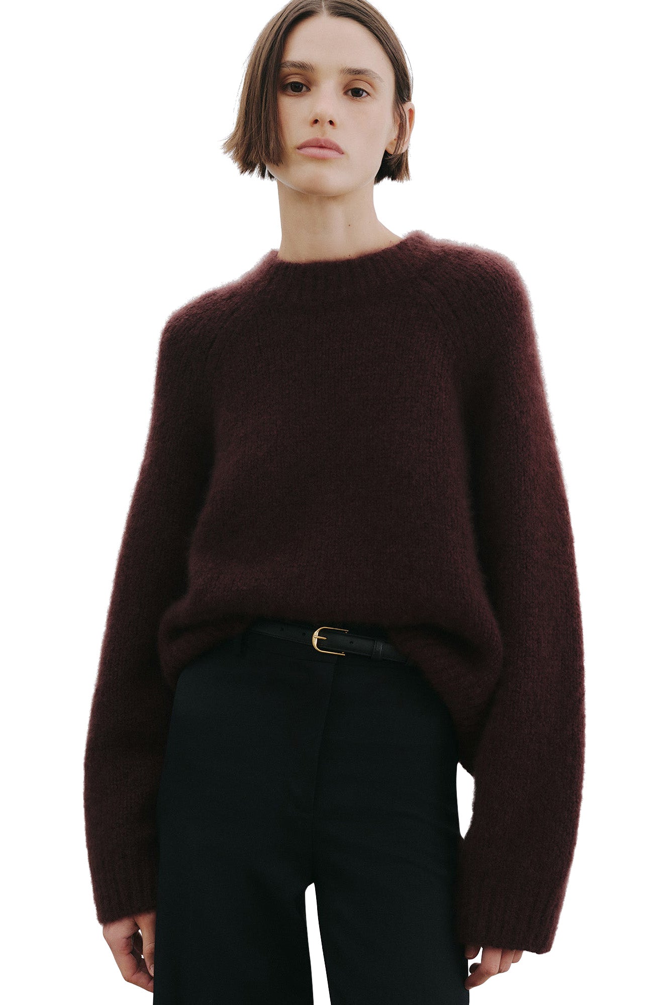 Nili Lotan Tomaso Cashmere Silk Sweater in Burgundy