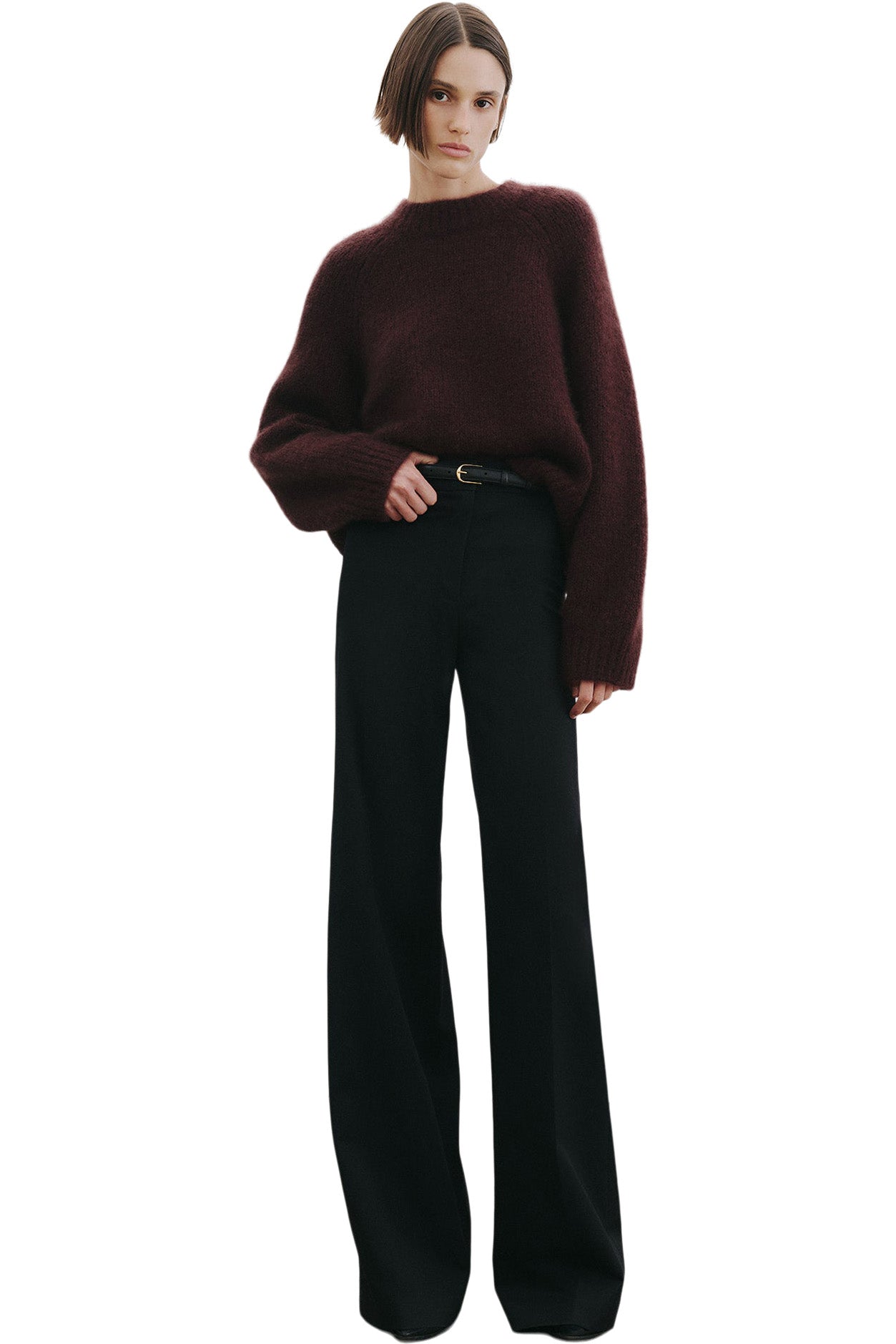 Nili Lotan Tomaso Cashmere Silk Sweater in Burgundy