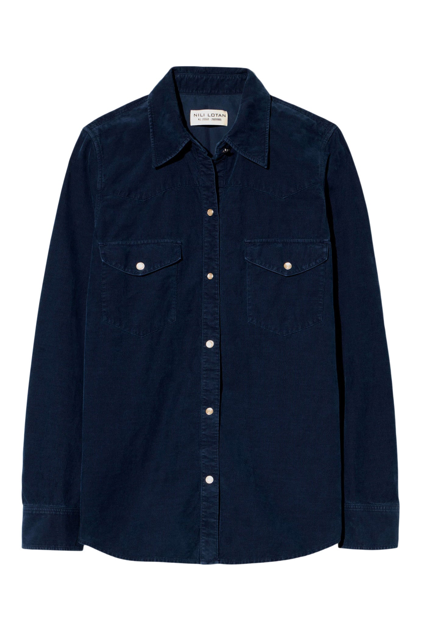 Nili Lotan Travis Corduroy Shirt in Dusk Navy