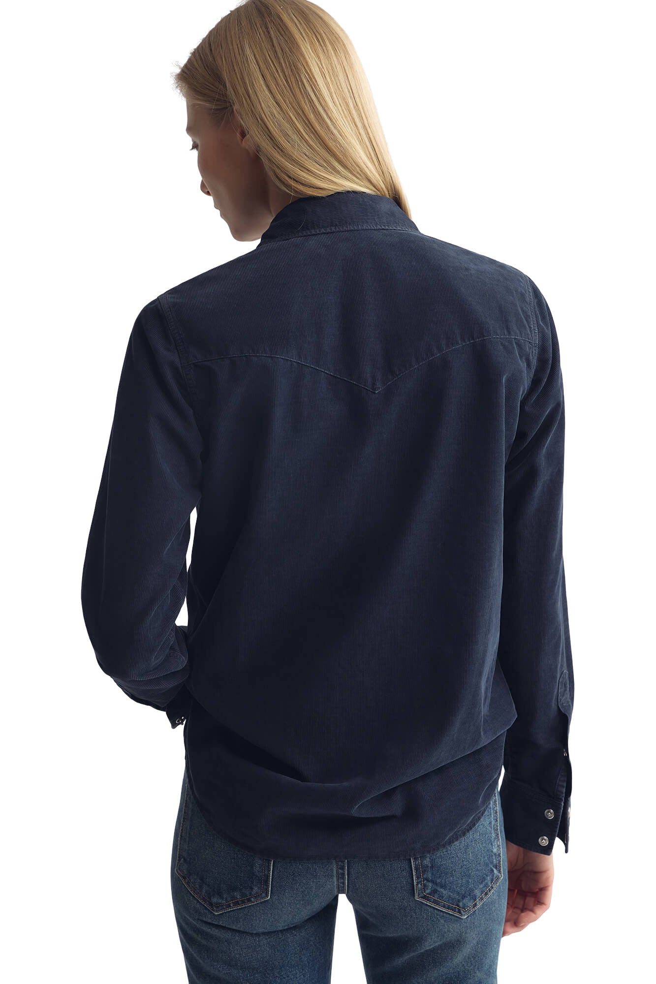 Nili Lotan Travis Corduroy Shirt in Dusk Navy