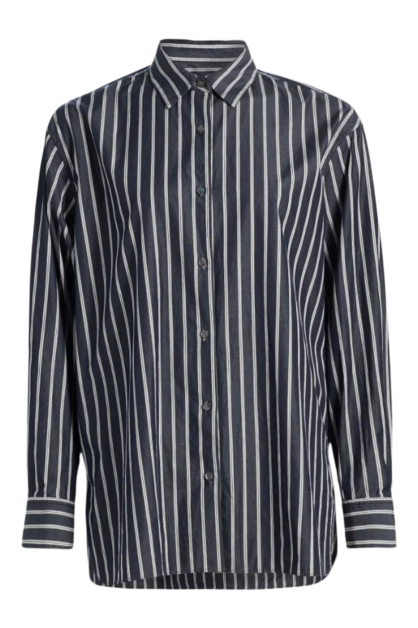 Nili Lotan Yorke Shirt in Charcoal Stripe
