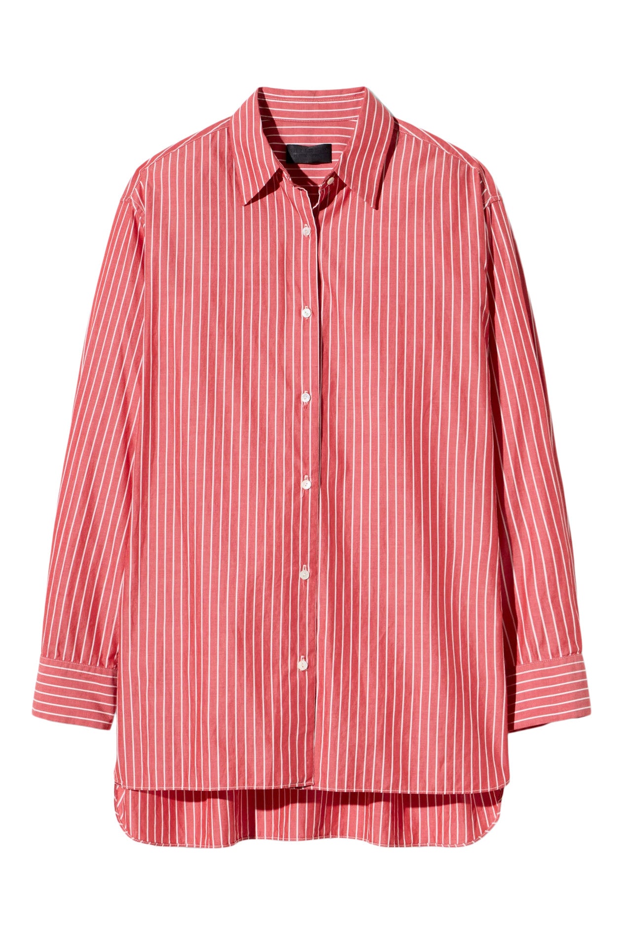 Nili Lotan Yorke Cotton Shirt in Red White Stripe