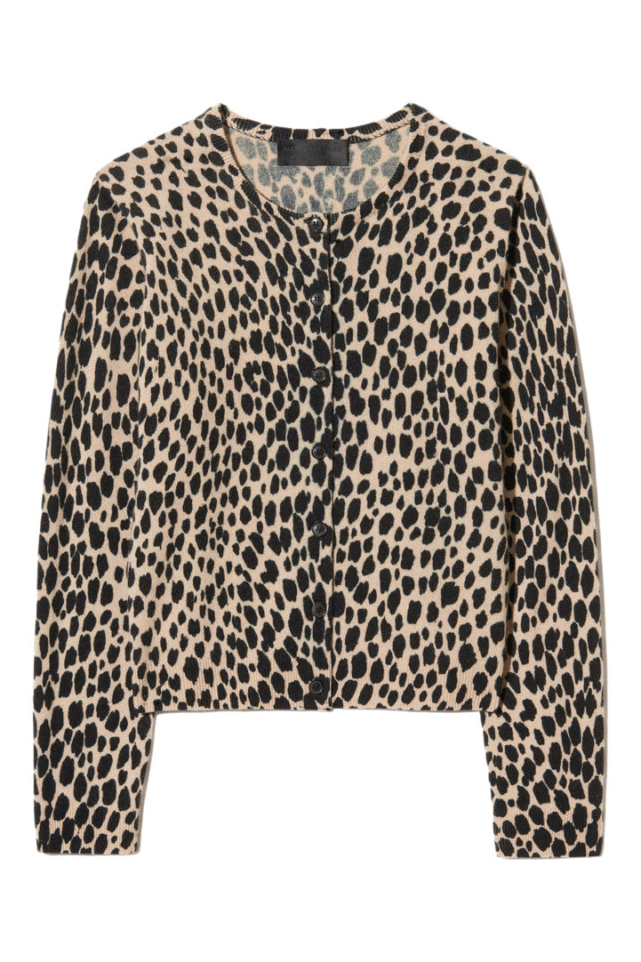 Nili Lotan Kellah Cardigan in Taupe - Black Cheetah