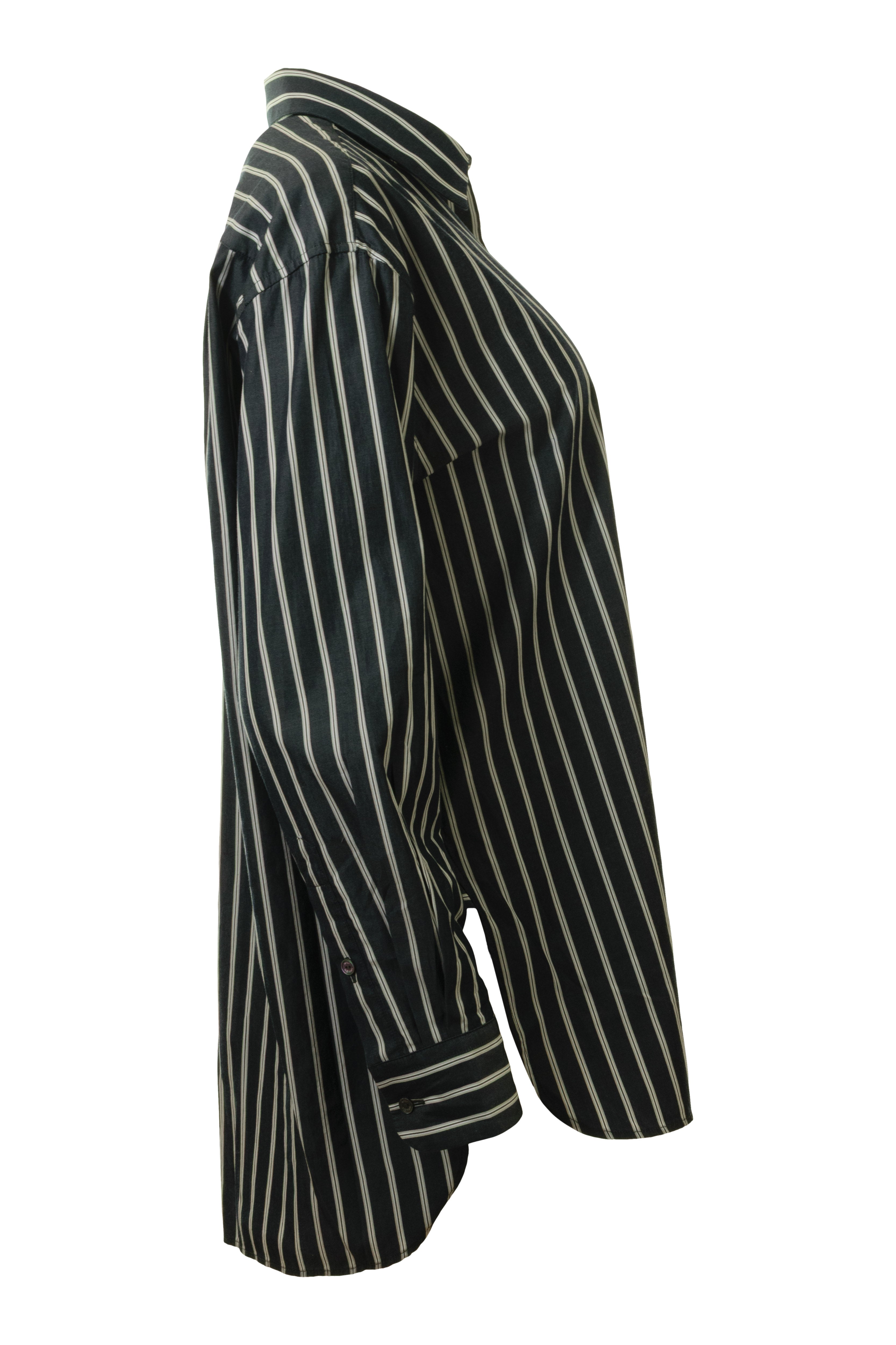 Nili Lotan Yorke Shirt in Charcoal Stripe
