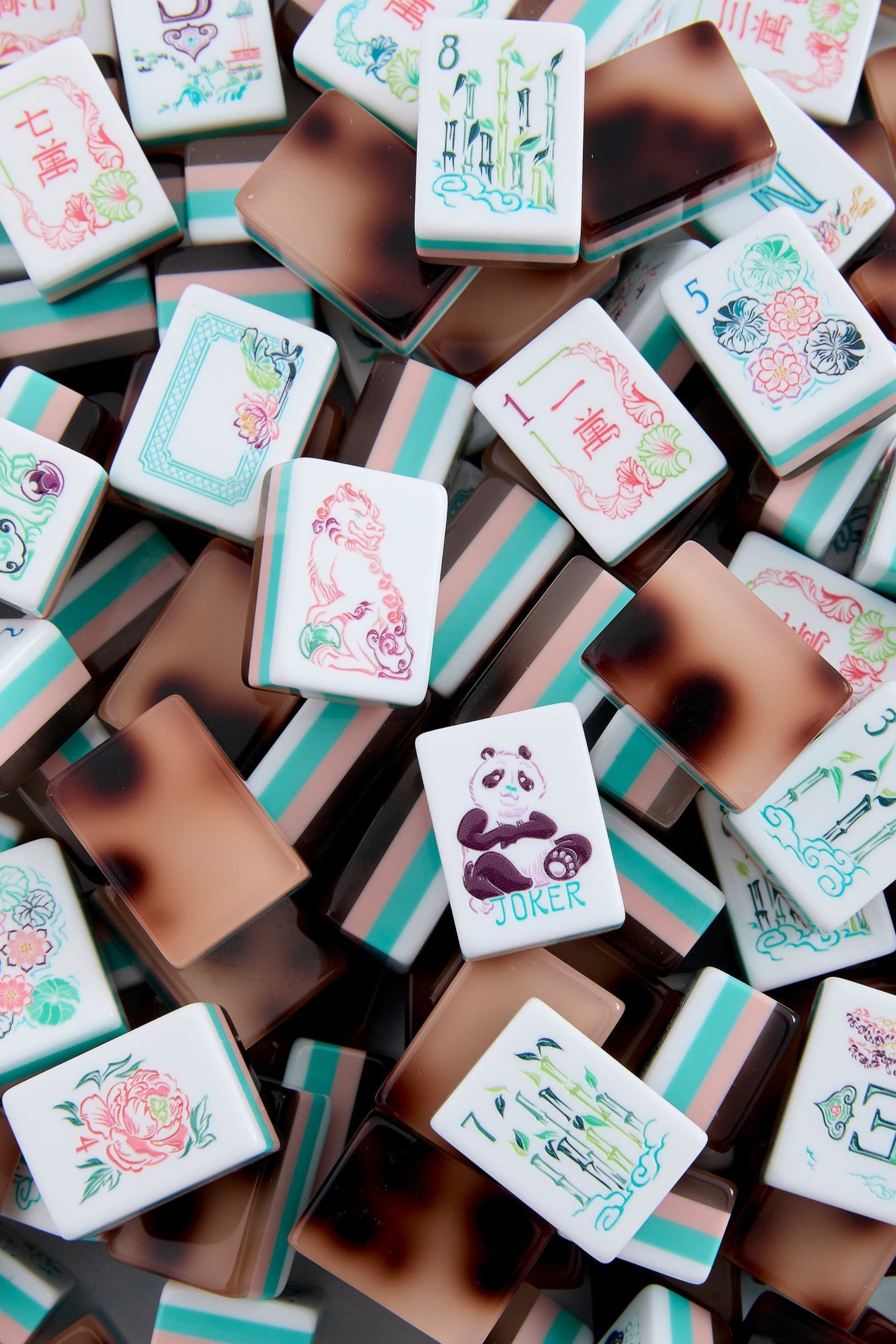 Oh My Mahjong Talulah Mahjong Tile Set in Cream Tortoise