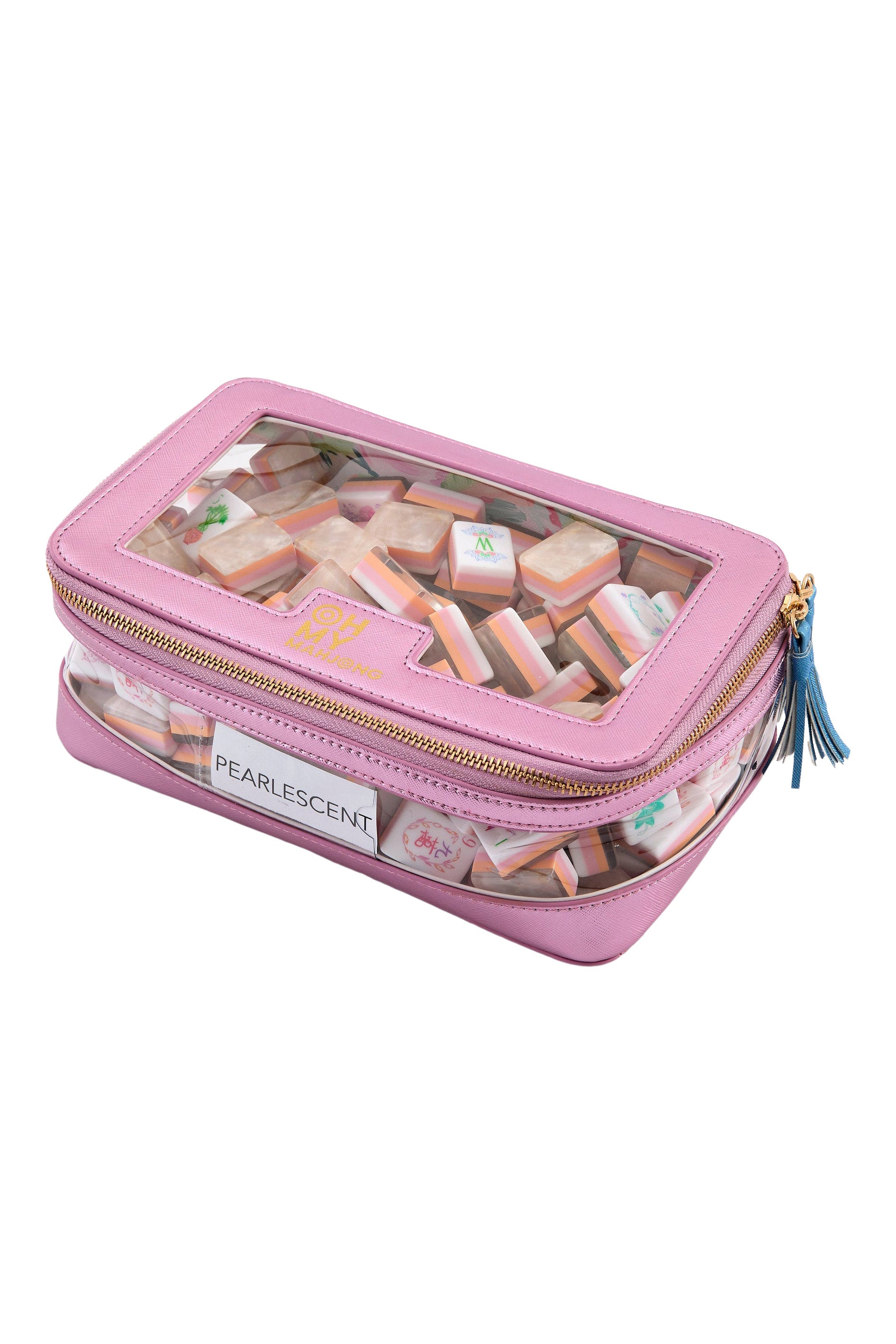Oh My Mahjong Tile Storage Bag Metallic Light Pink