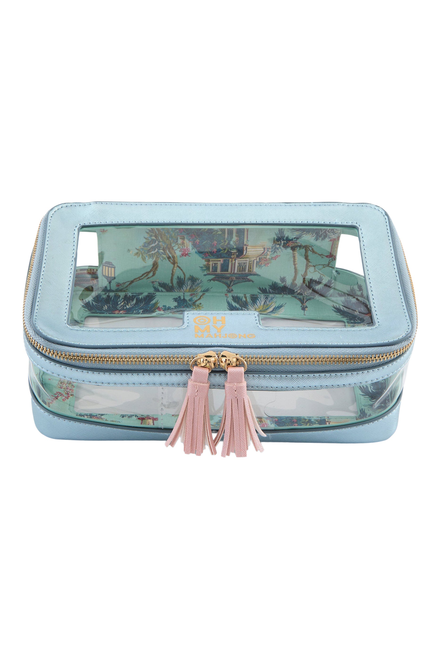 Oh My Mahjong Tile Storage Bag in Metallic Light Blue