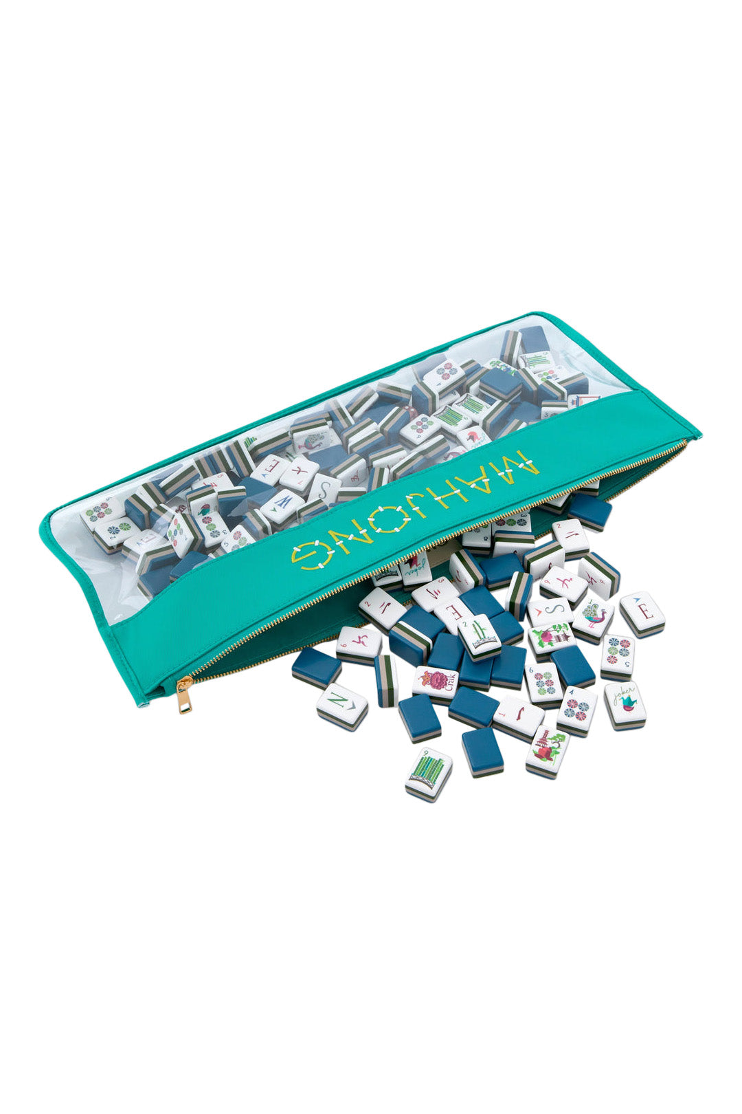 Oh My Mahjong! Bamboo Mahjong Bag in Aqua