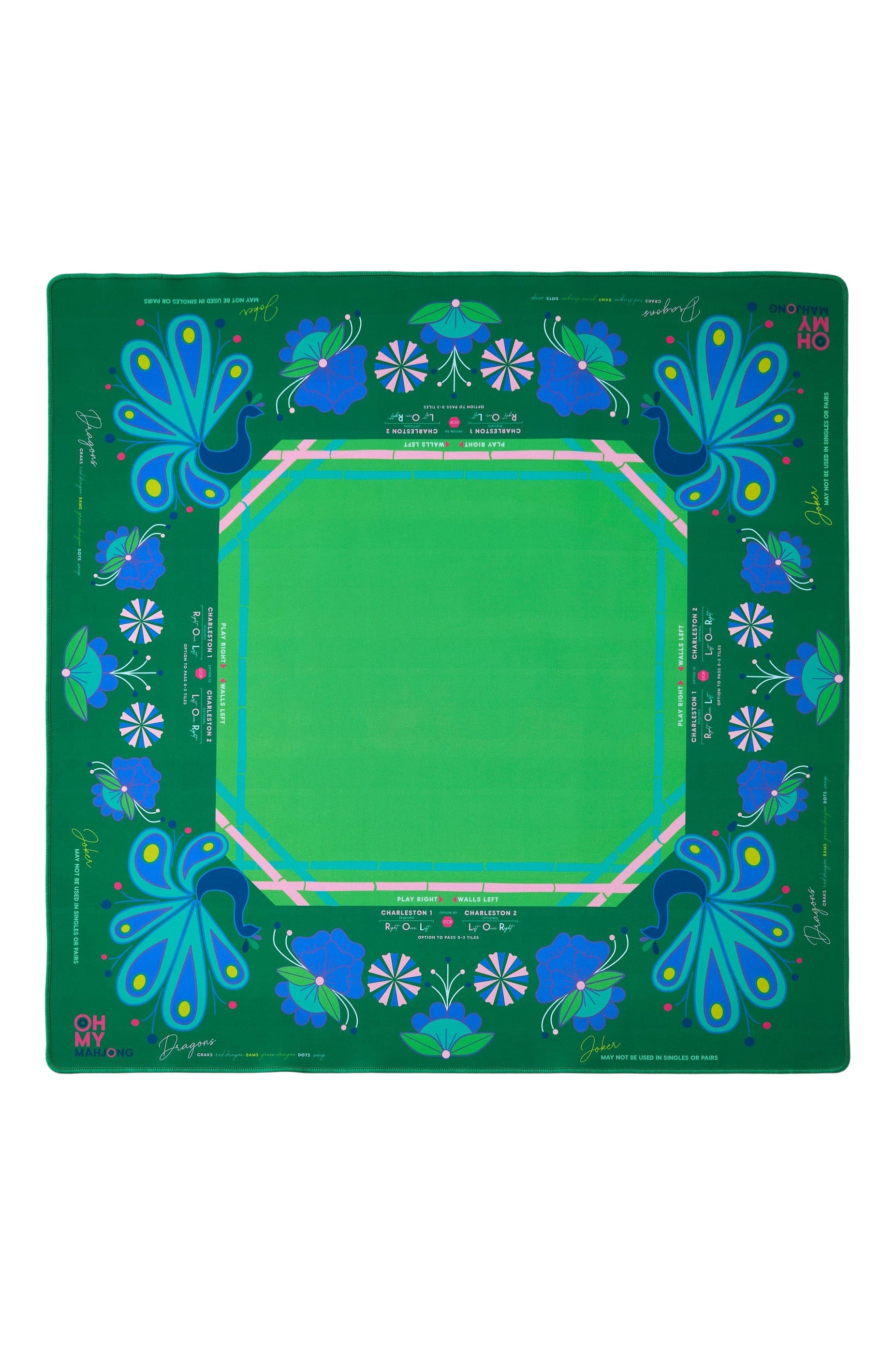 Oh My Mahjong Birdie Green Mahjong Mat in Tube