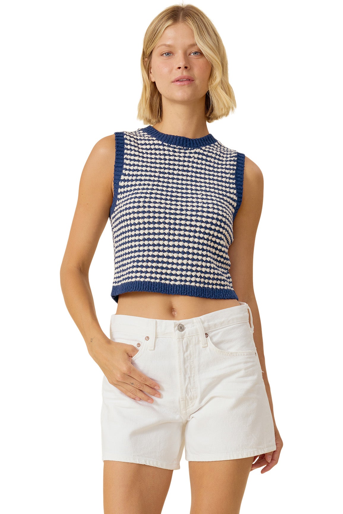 One Grey Day Louise Sleeveless Top in Navy Combo