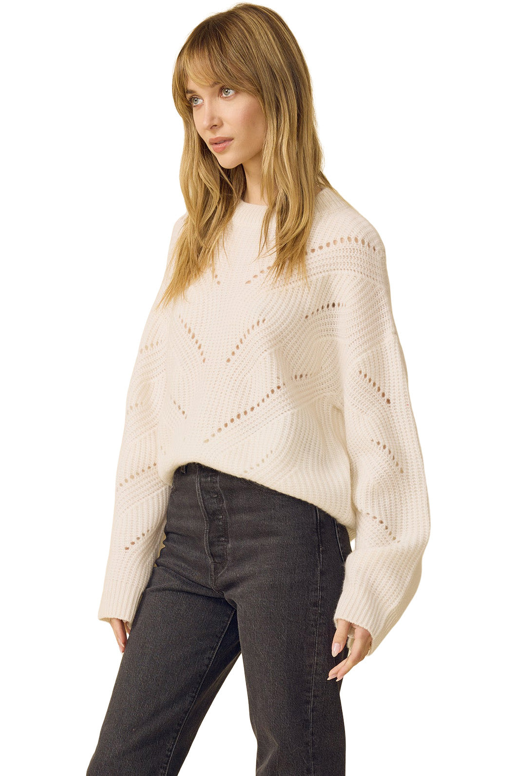 One Grey Day Amarilla Cashmere Pullover in Ivory