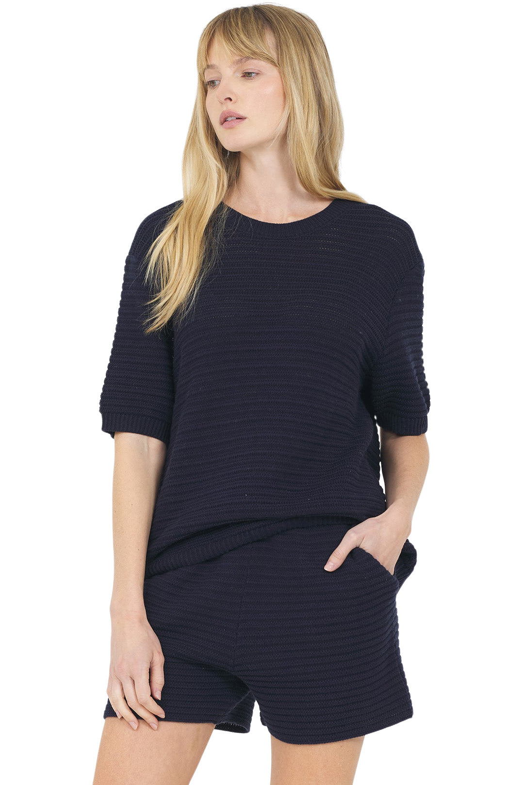 One Grey Day Andrea Tee in Navy
