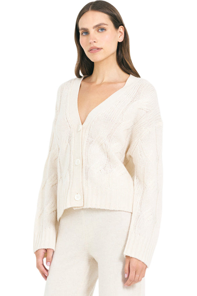 One Grey Day Aster Cable Cardigan in Bone