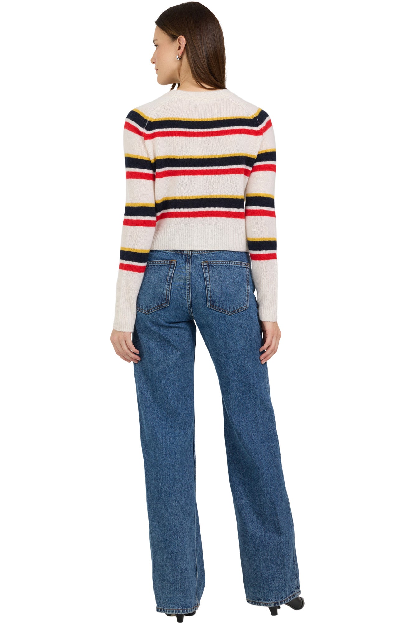 One Grey Day Blakely Cashmere Crewneck in Primary Stripe