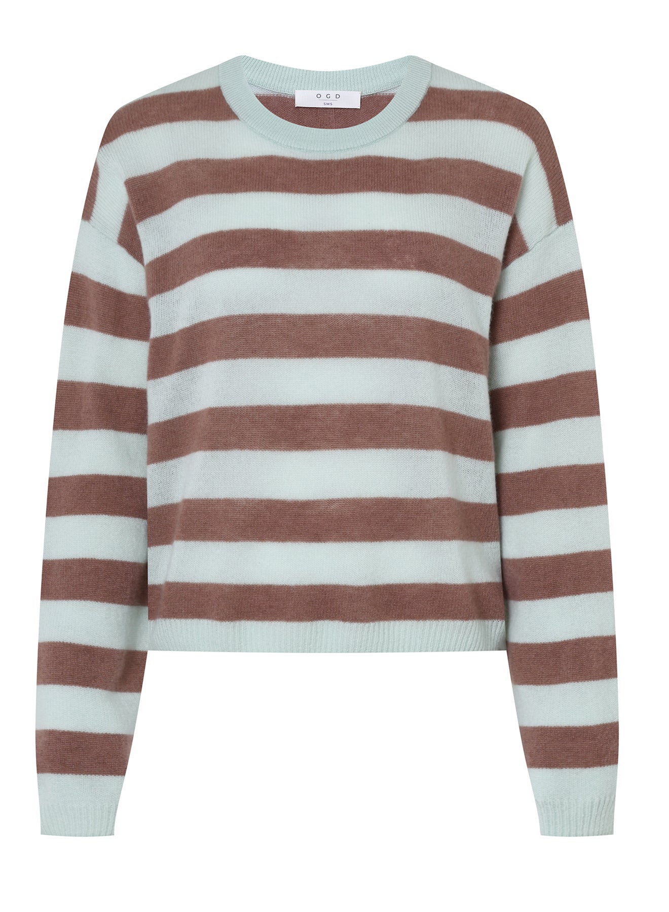 One Grey Day Cashmere Boxy Pullover in Bermuda Stripe