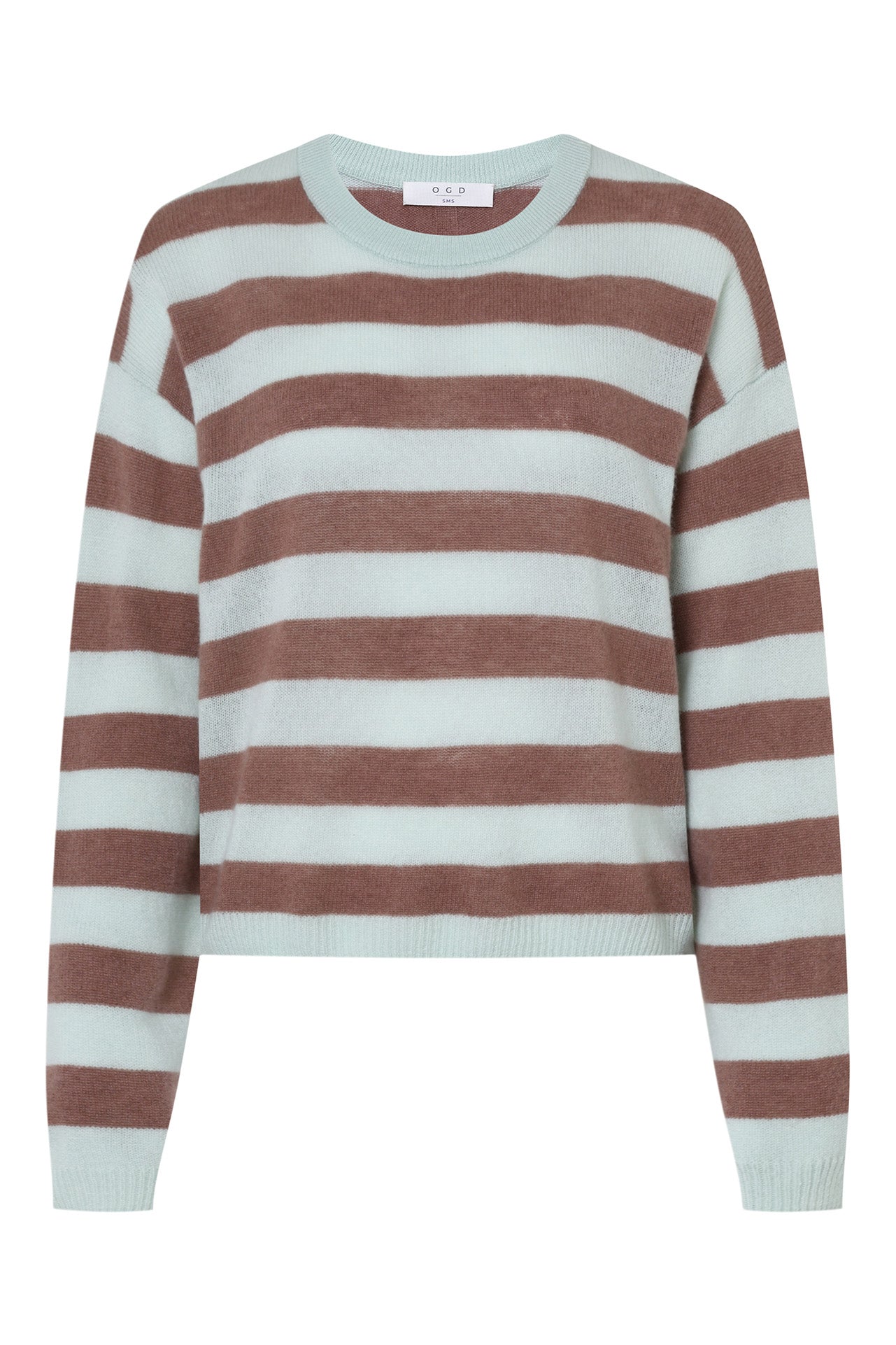 One Grey Day Cashmere Boxy Pullover in Bermuda Stripe