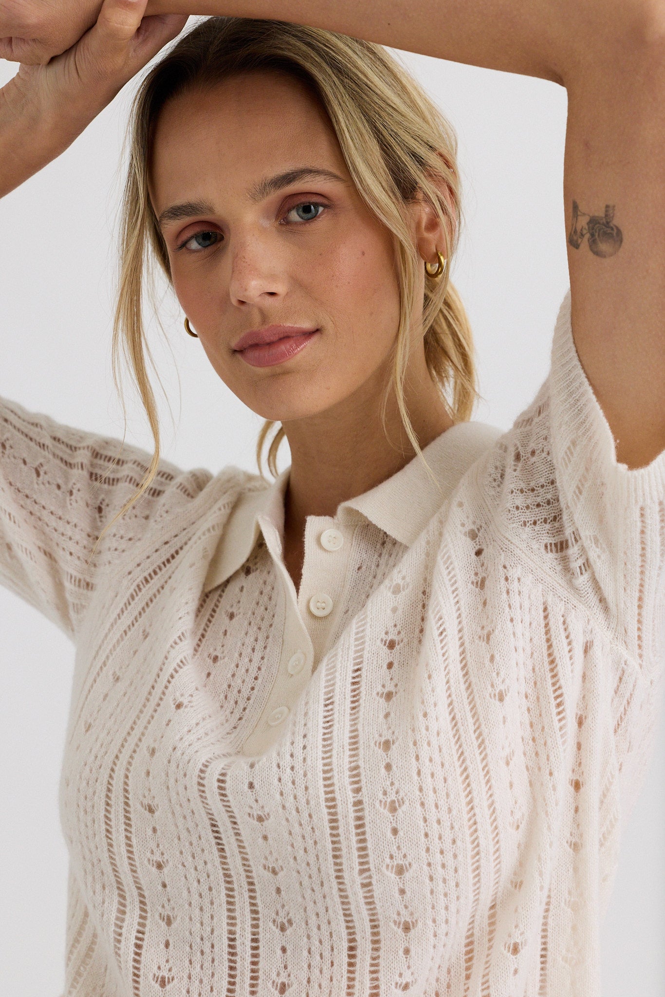 One Grey Day Dahlia Cashmere Polo in Ivory