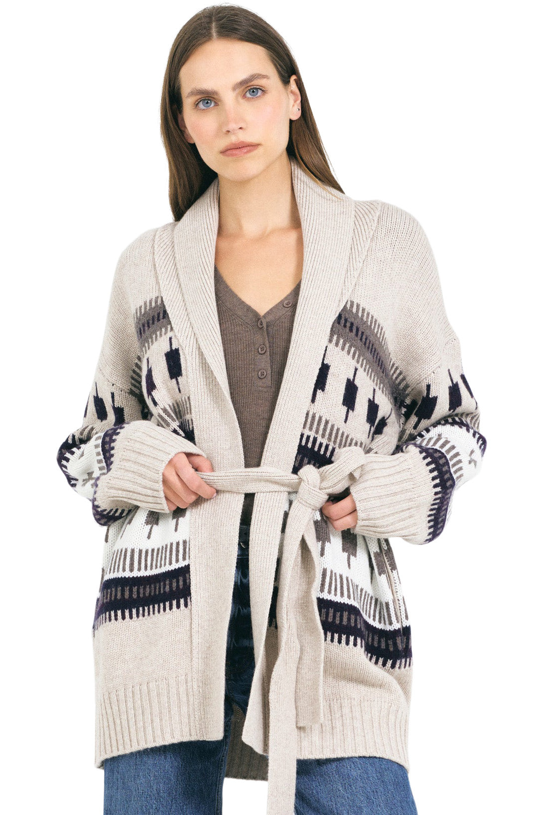 One Grey Day Lovisa Cardigan in Biscuit Combo