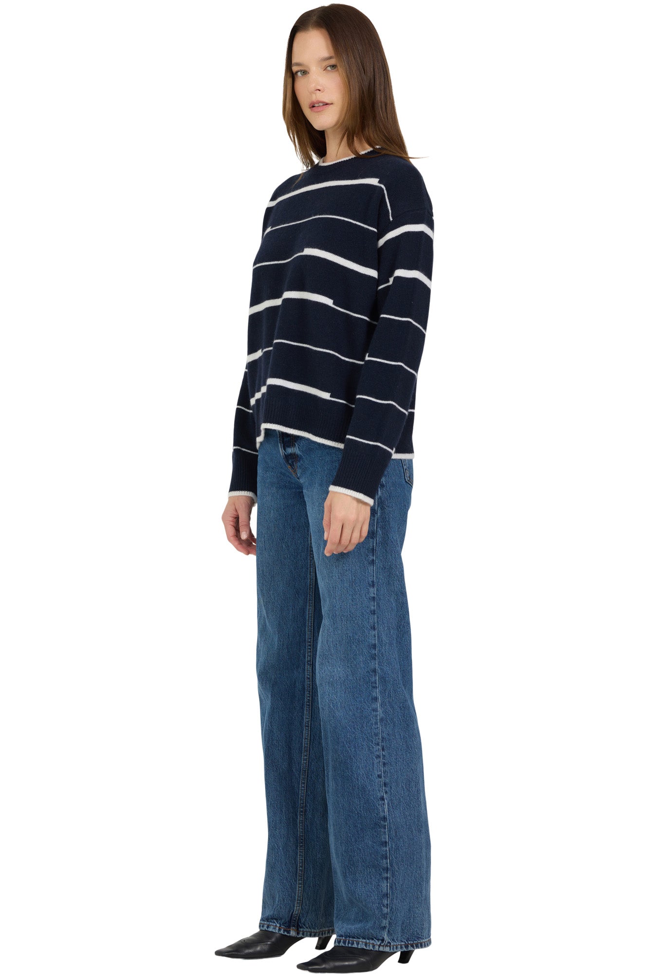 One Grey Day Sage Cashmere Crewneck in Galaxy Combo