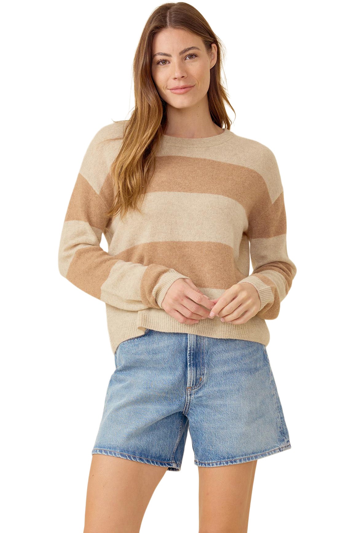One Grey Day Sloane Boxy Pullover in Oatmeal Combo