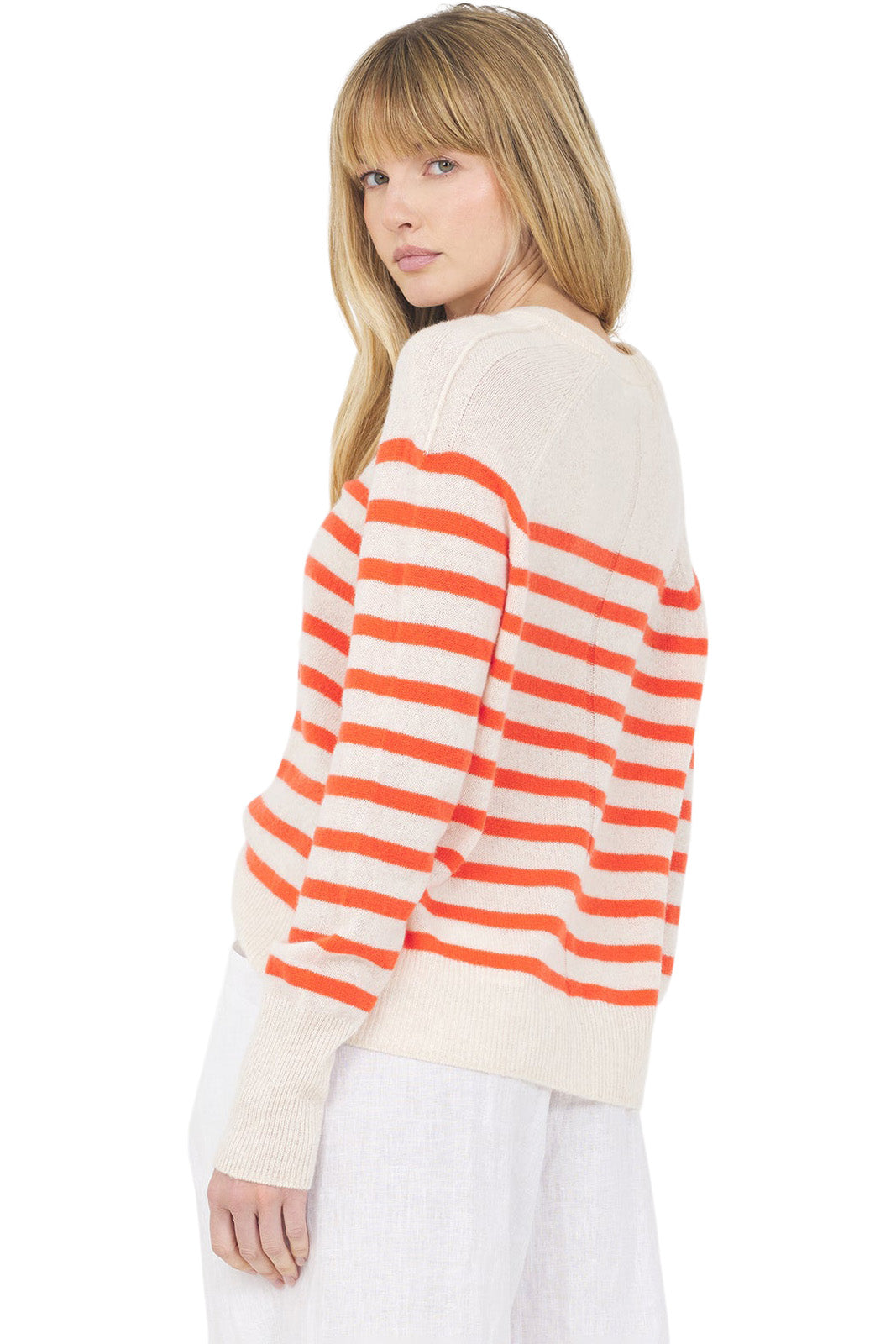 One Grey Day Sloane Cashmere Pullover in Cream Combo