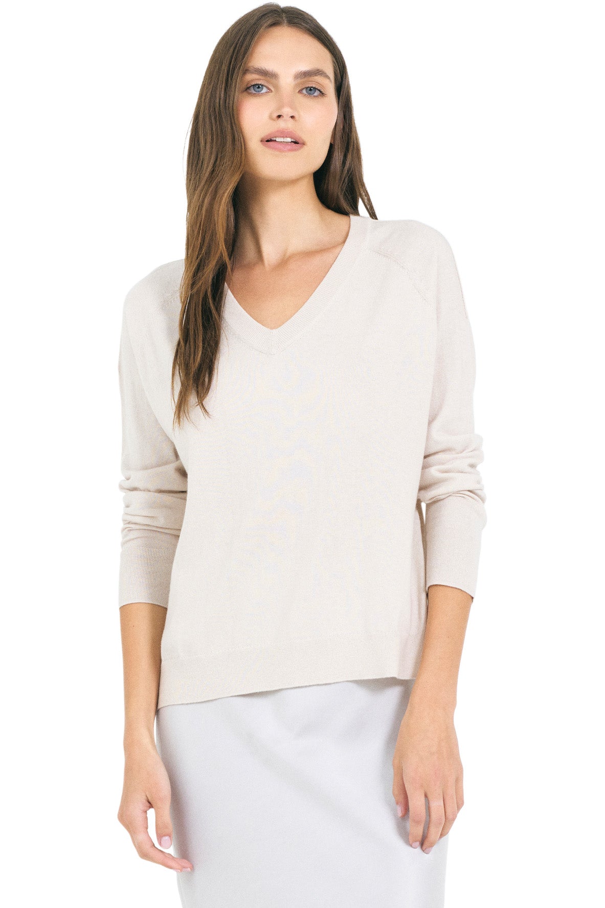 One Grey Day Sloane Cotton V-neck in Canvas