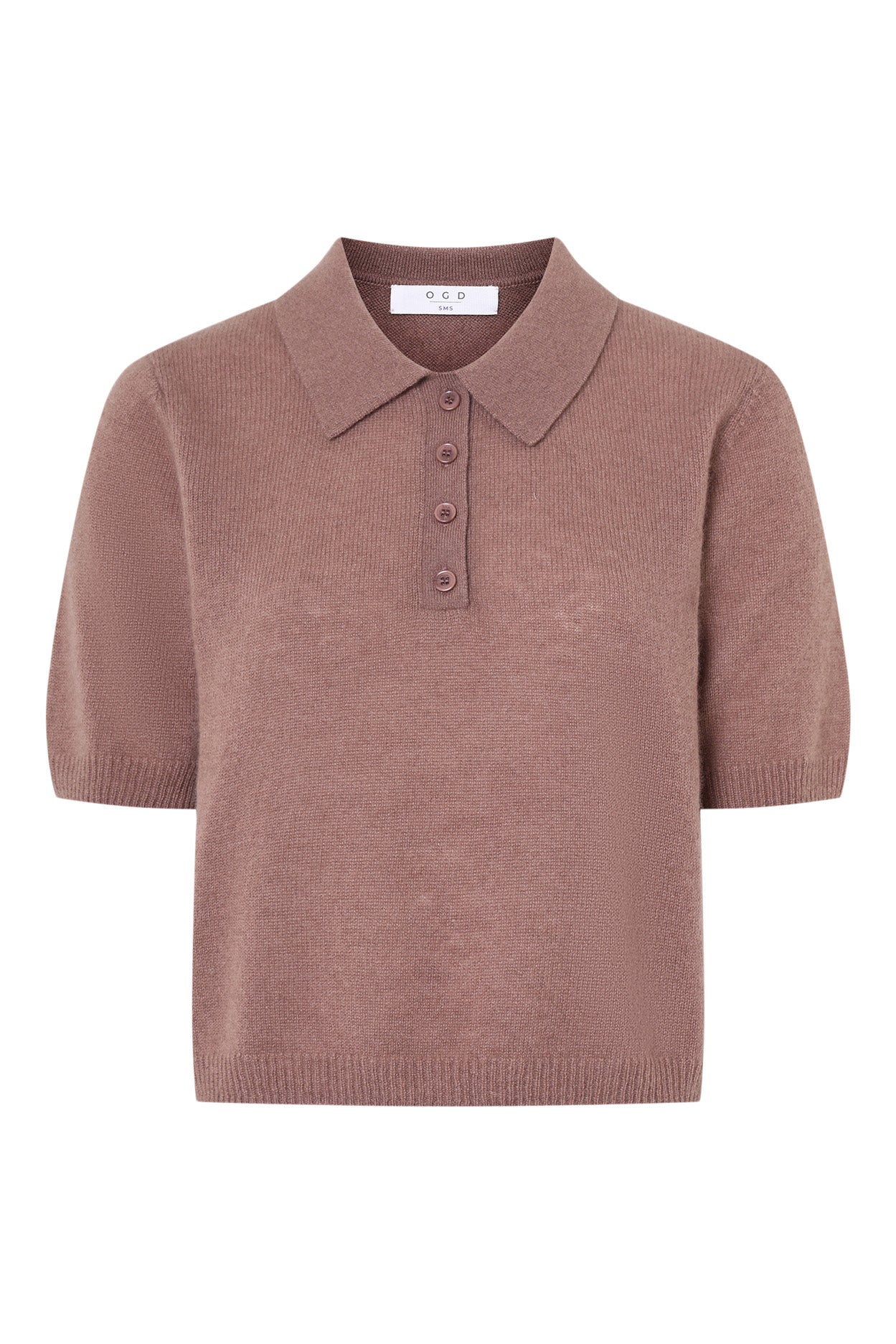 One Grey Day Summer Cashmere Polo in Saddle