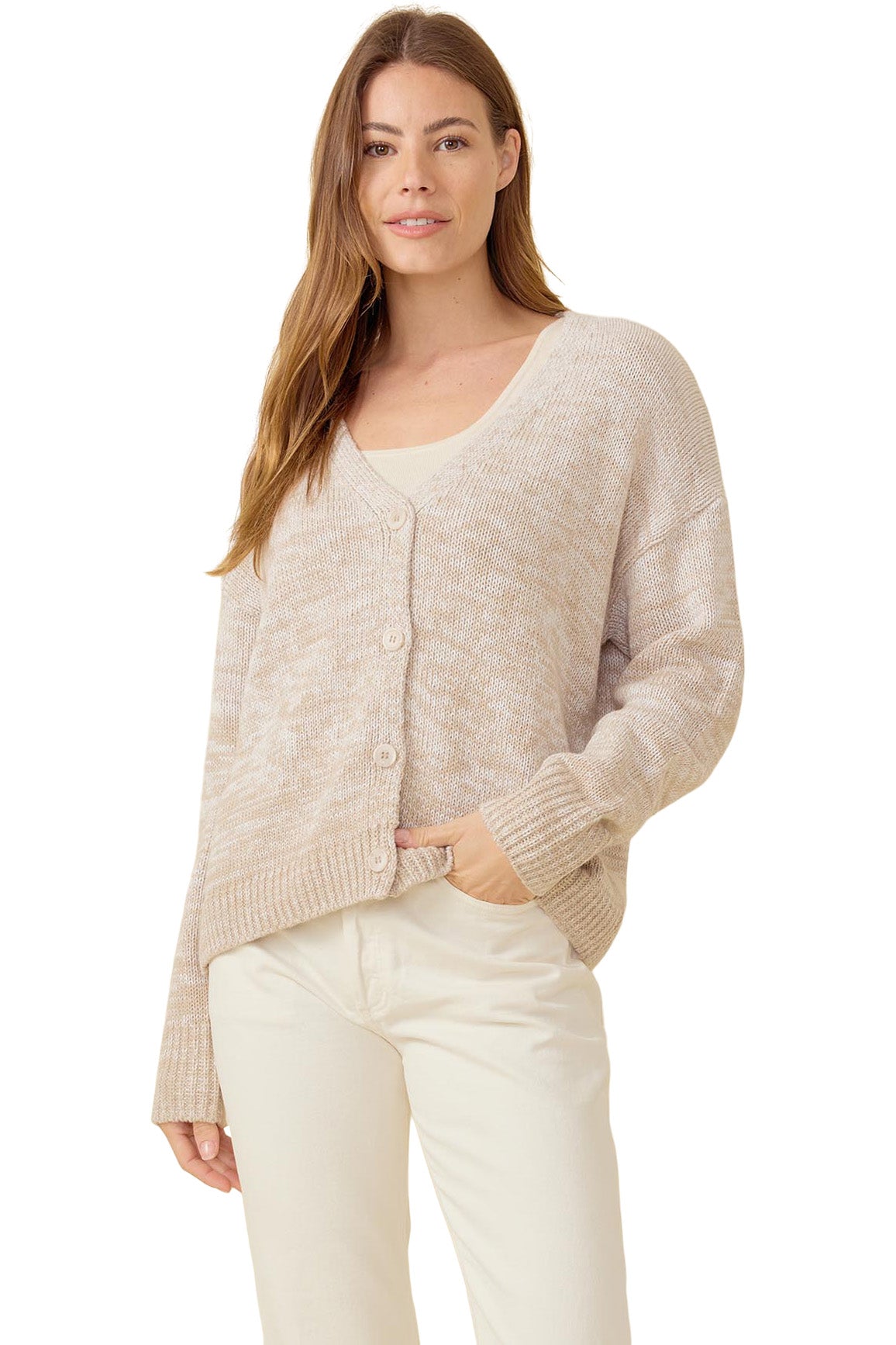One Grey Day Victoria Cardigan in Ivory Combo