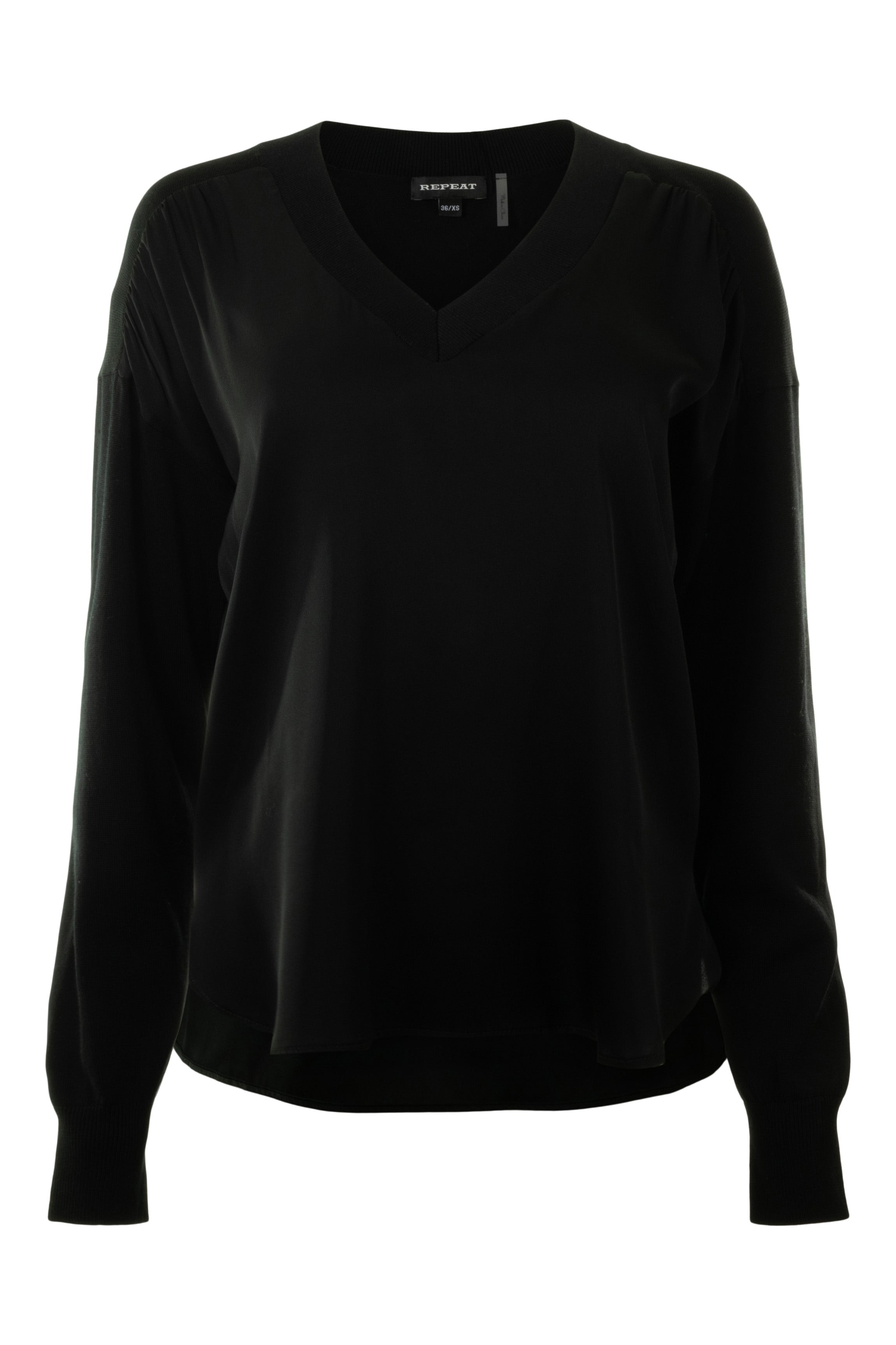 Repeat Cashmere Mixed Media Sweater in Black