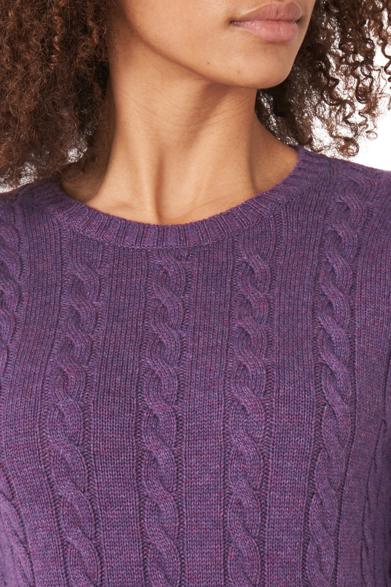 Repeat Cashmere Cable Crew in Amethyst