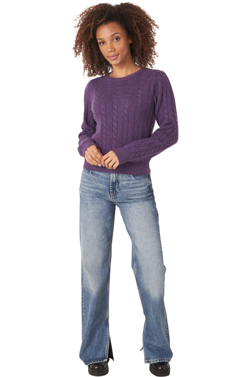 Repeat Cashmere Cable Crew in Amethyst