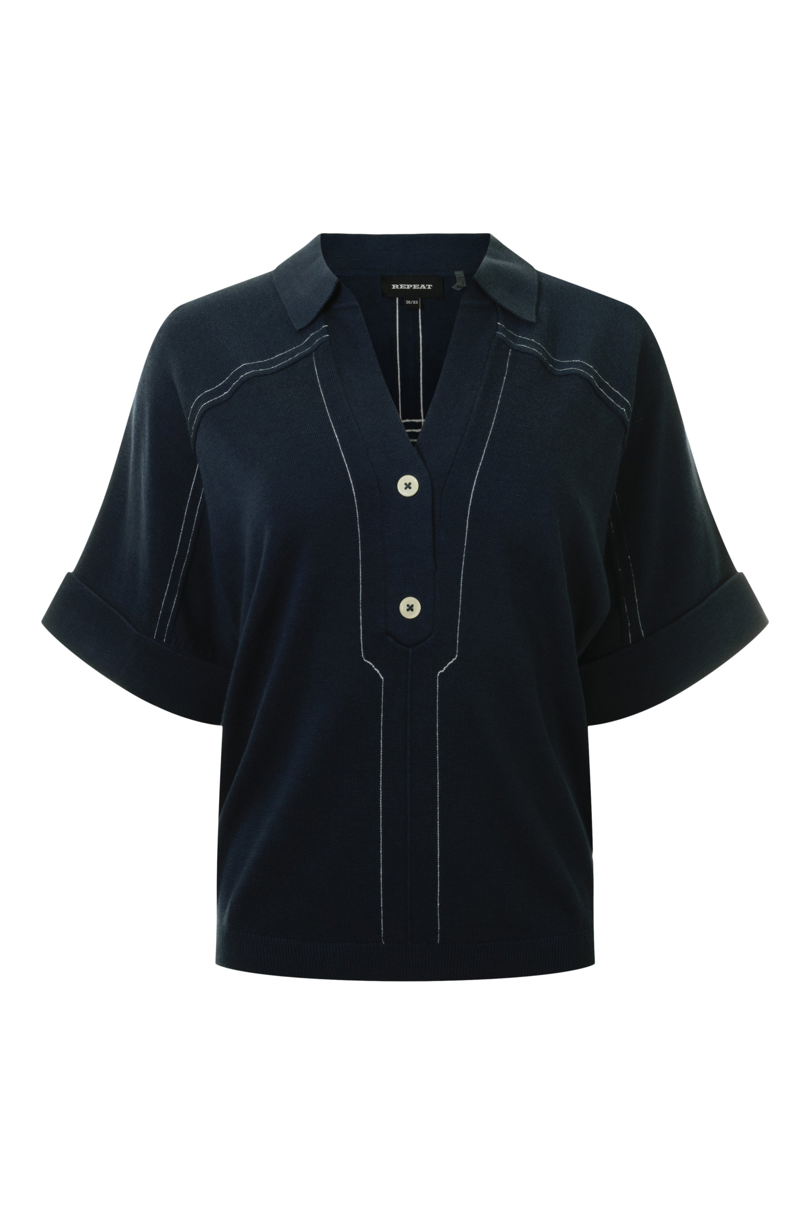 Repeat Cashmere Polo Sweater in Night