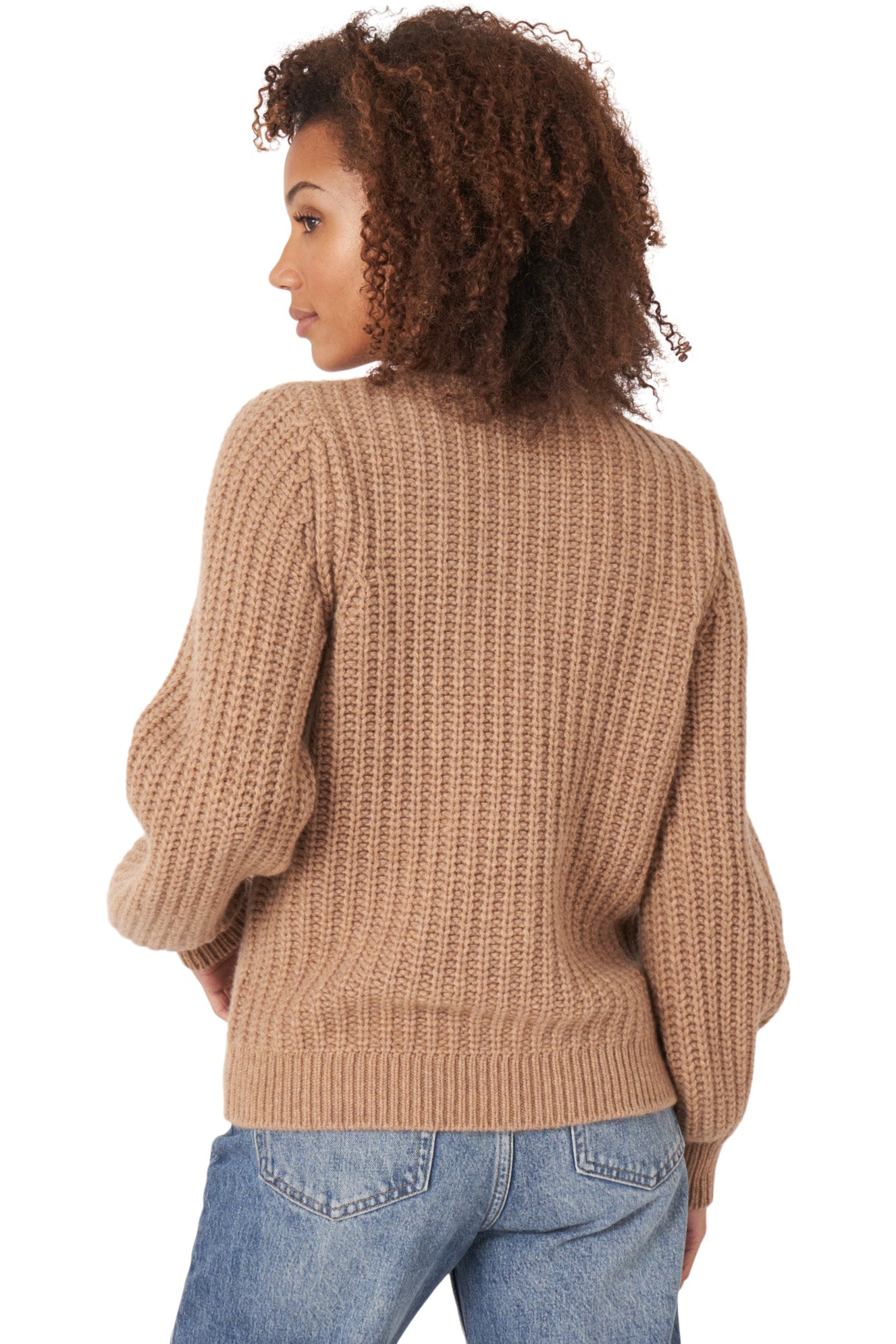 Repeat Cashmere Mock Neck Sweater in Camel