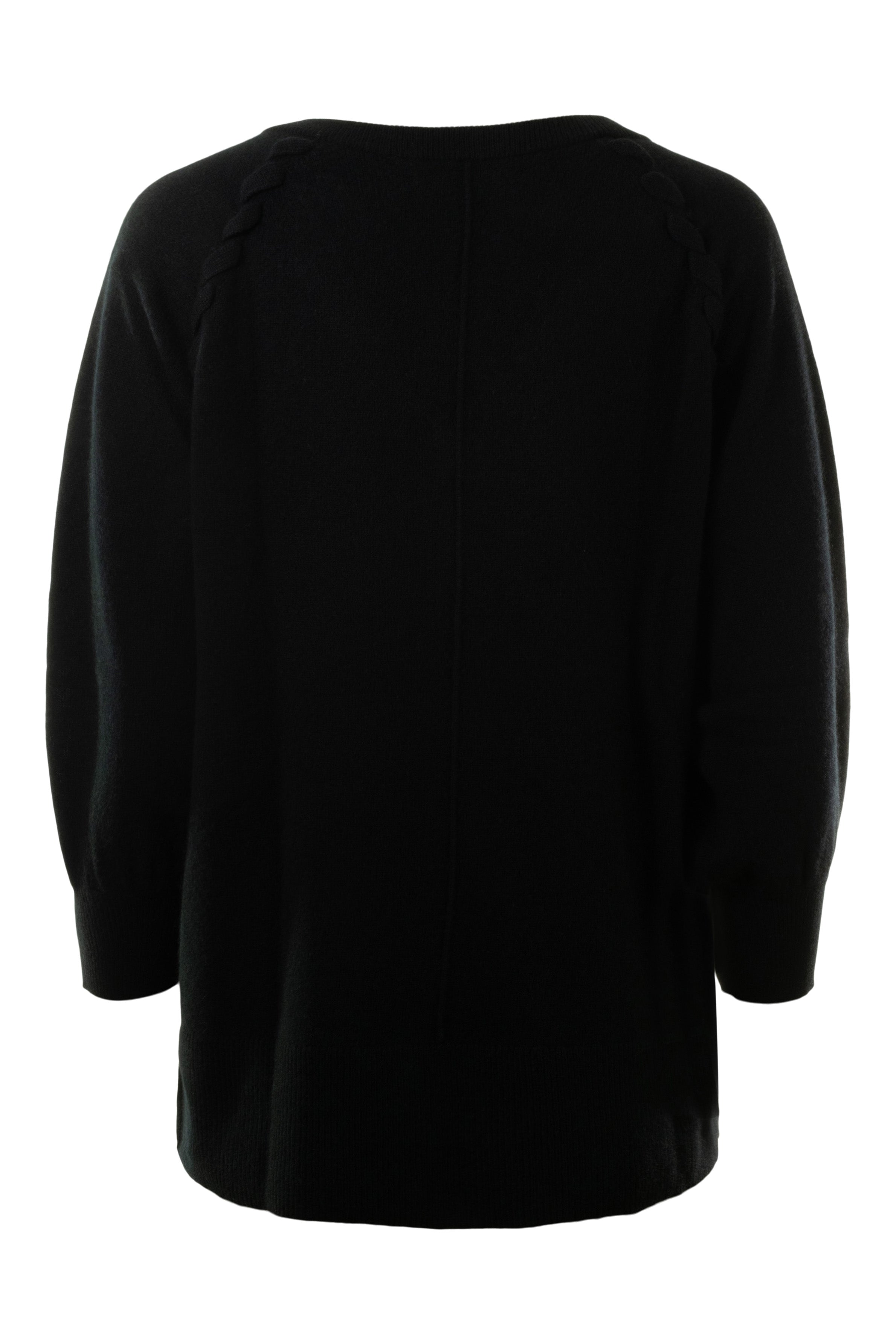 Repeat Cashmere V-neck Whipstitch Sweater in Black