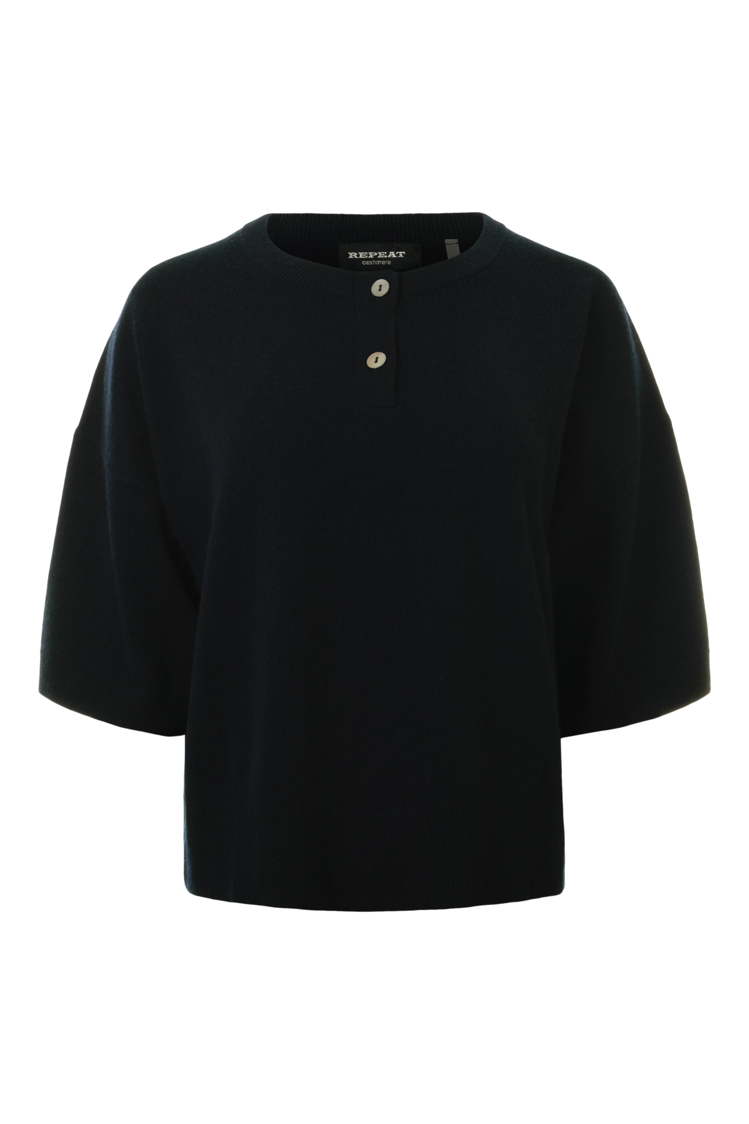 Repeat Cashmere Classic Cashmere Button-Neck Sweater