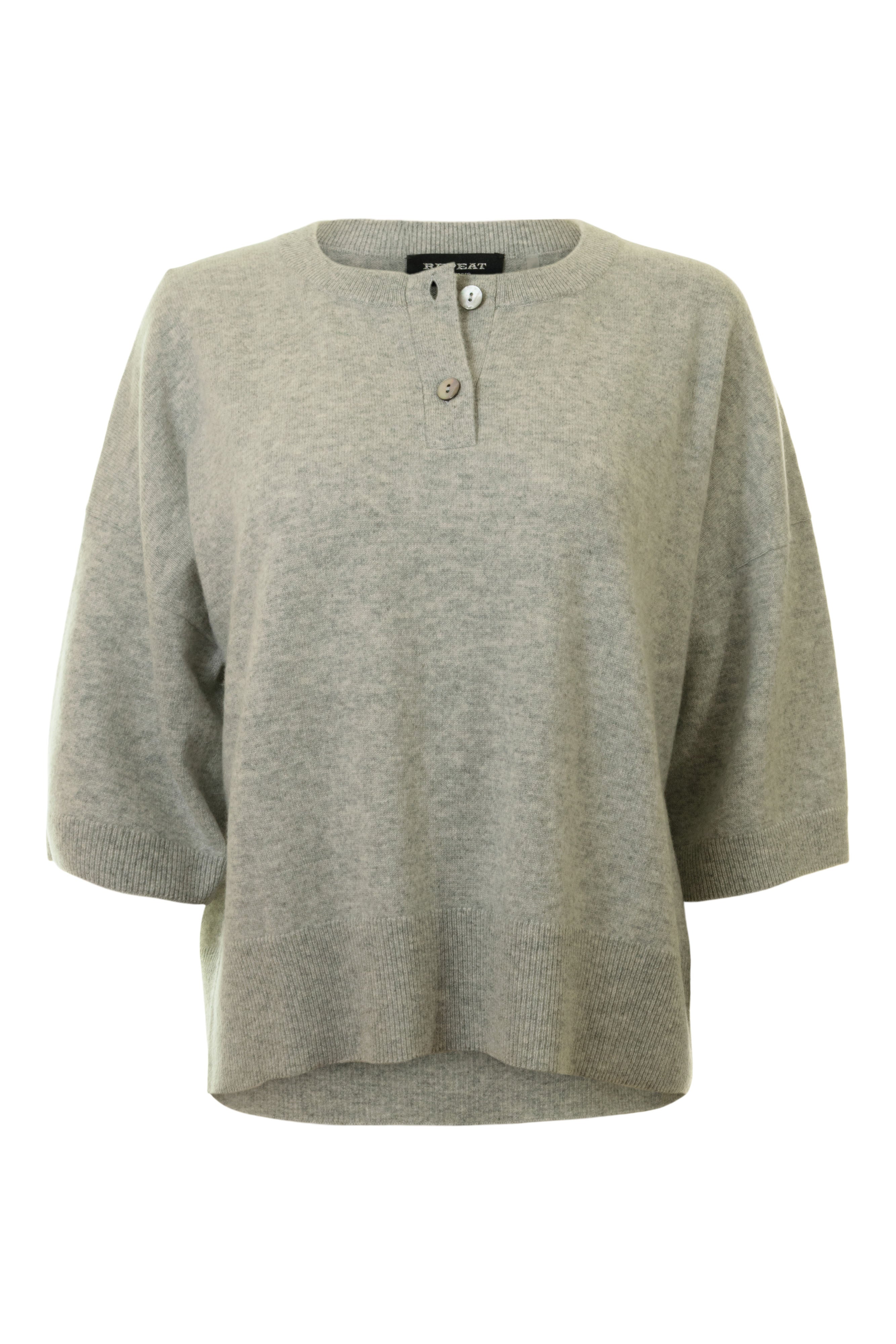 Repeat Cashmere Classic Cashmere Button-Neck Sweater