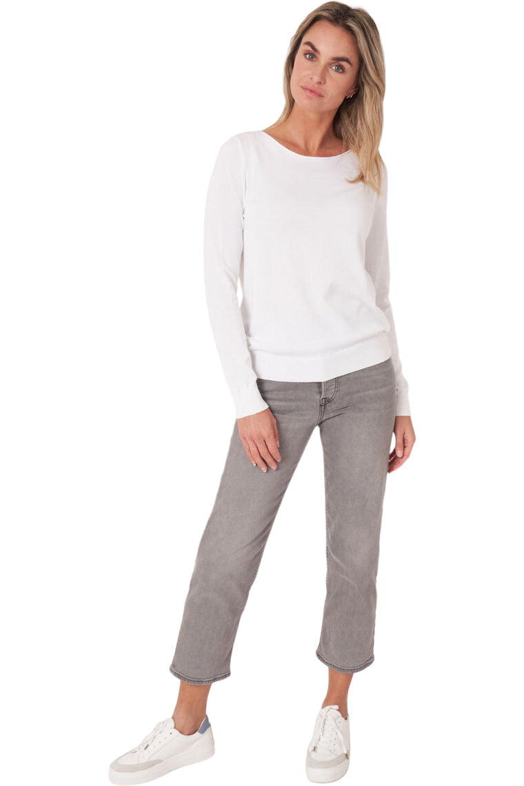 Repeat Cashmere Organic Cotton Long Sleeve Pullover in White