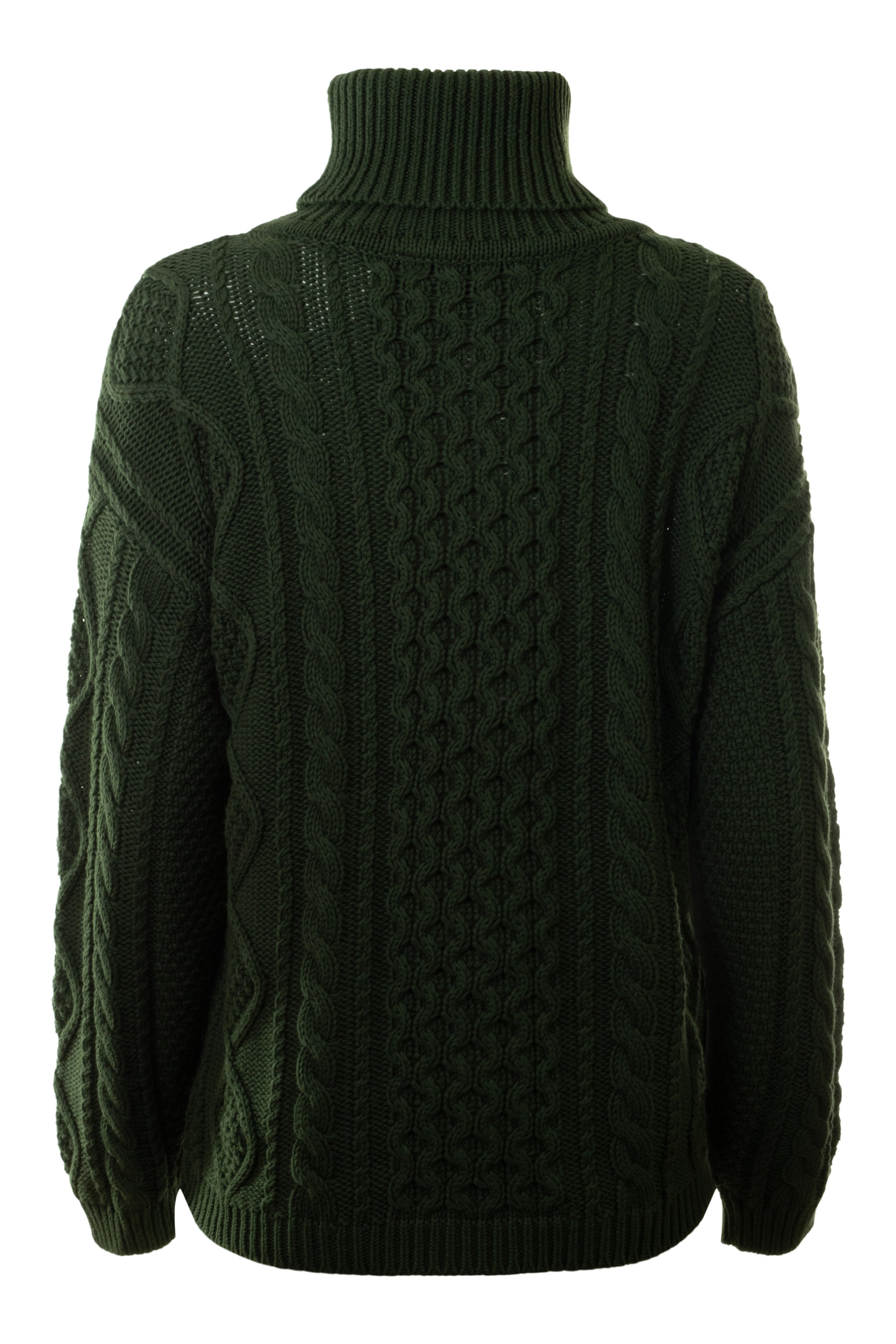 Repeat Cashmere Fisherman Knit Turtleneck in Khaki