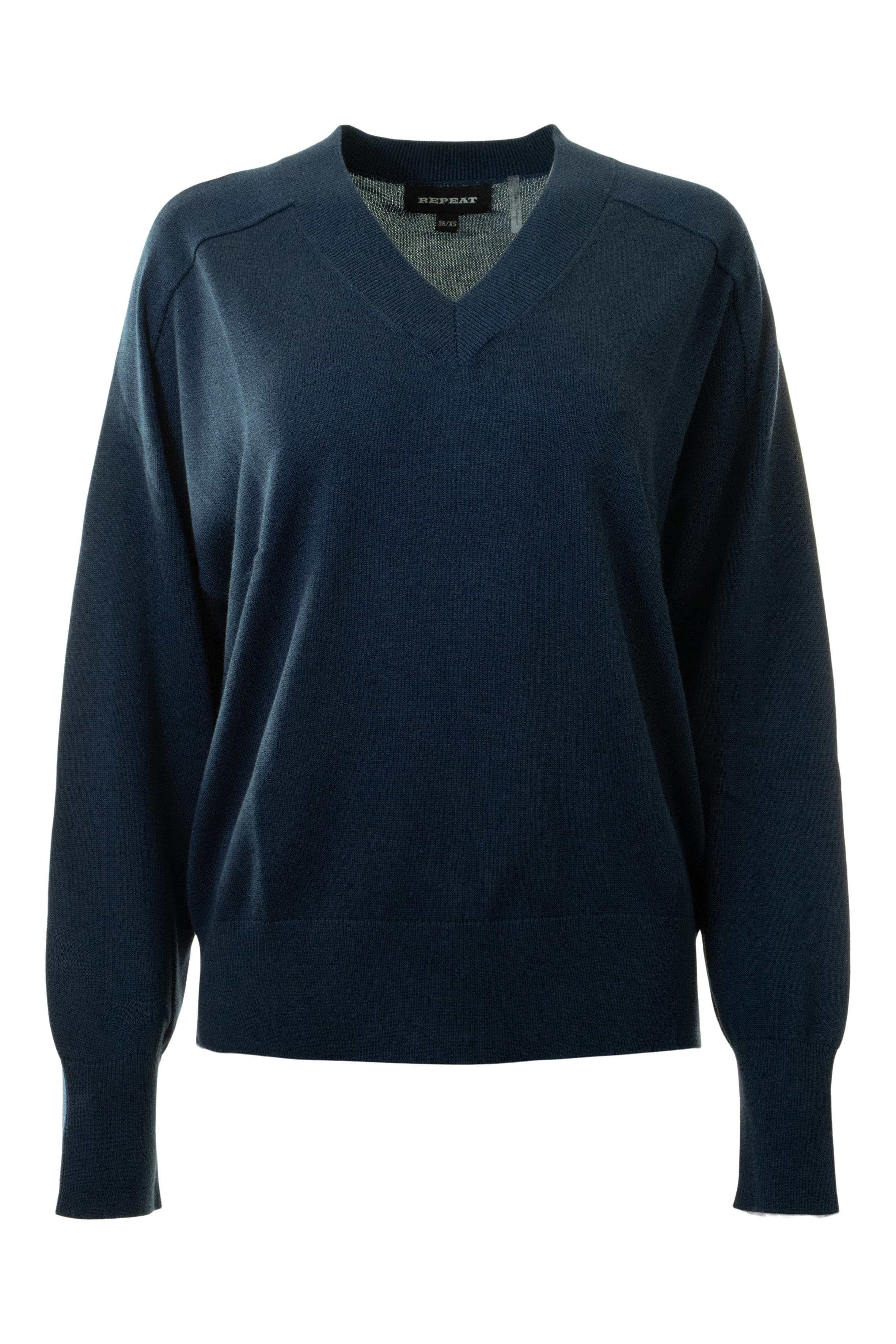 Repeat Cashmere Relaxed V-neck Sweater in Marine