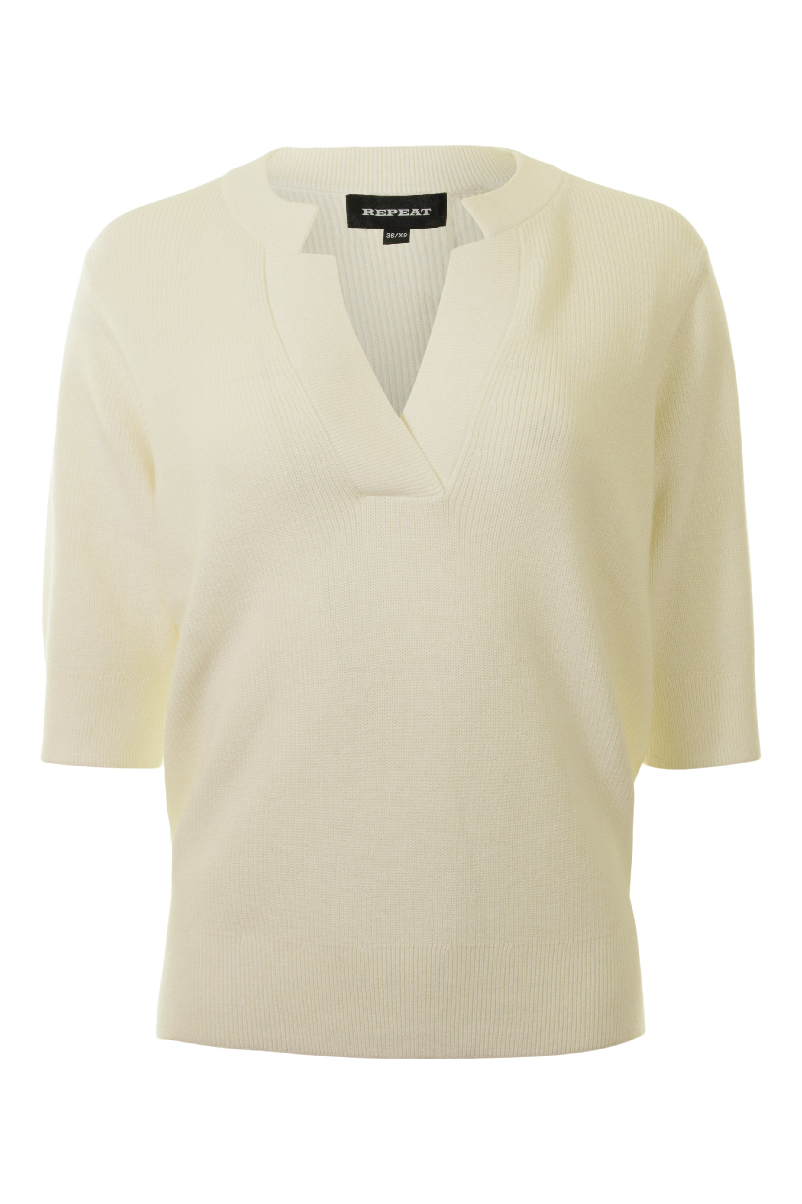 Repeat Cashmere Fine Rib Knit Cashmere-Cotton Sweater in White