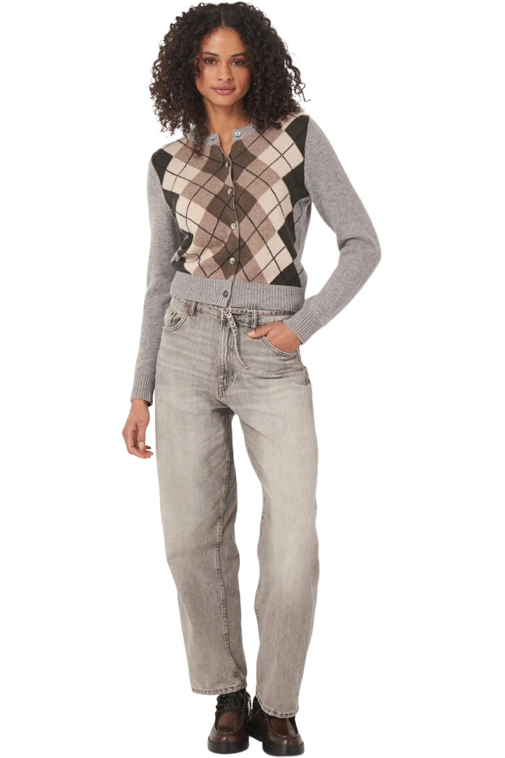 Repeat Cashmere Argyle Cashmere Cardigan in Multi