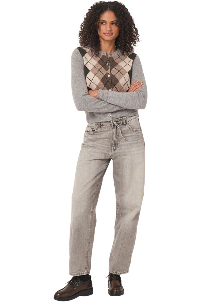Repeat Cashmere Argyle Cashmere Cardigan in Multi