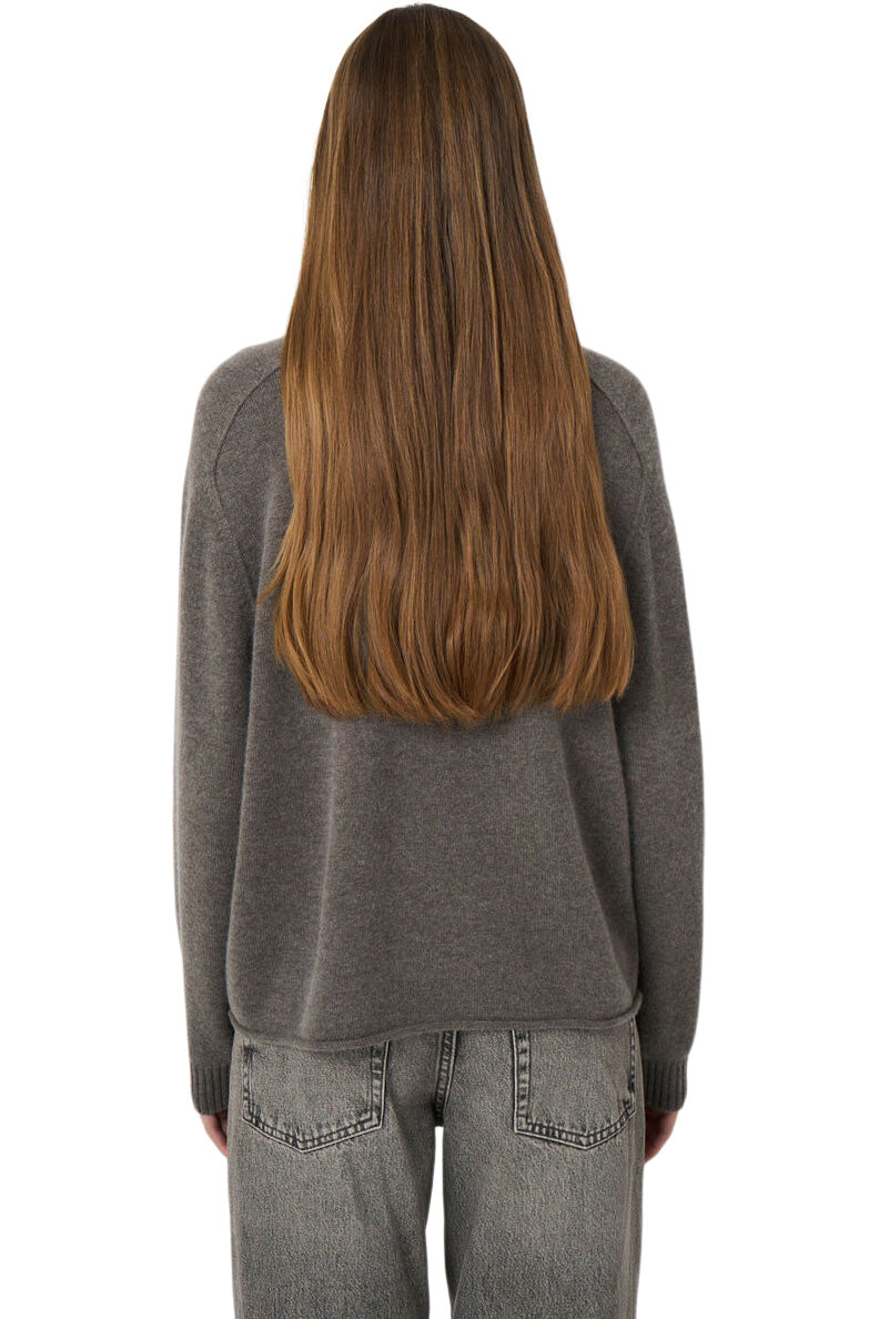 Repeat Cashmere Argyle Intarsia Sweater with Stand Collar in Rock