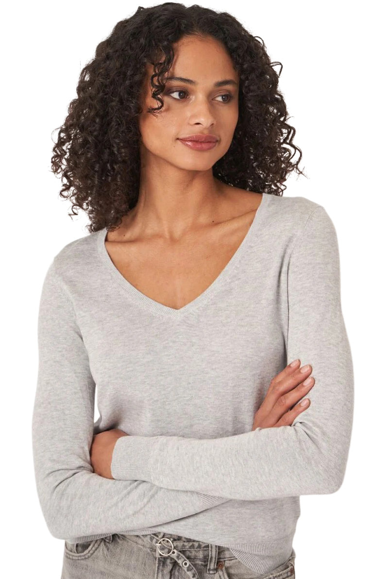 Repeat Cashmere Basic Cotton Fine Knit V-neck Pullover