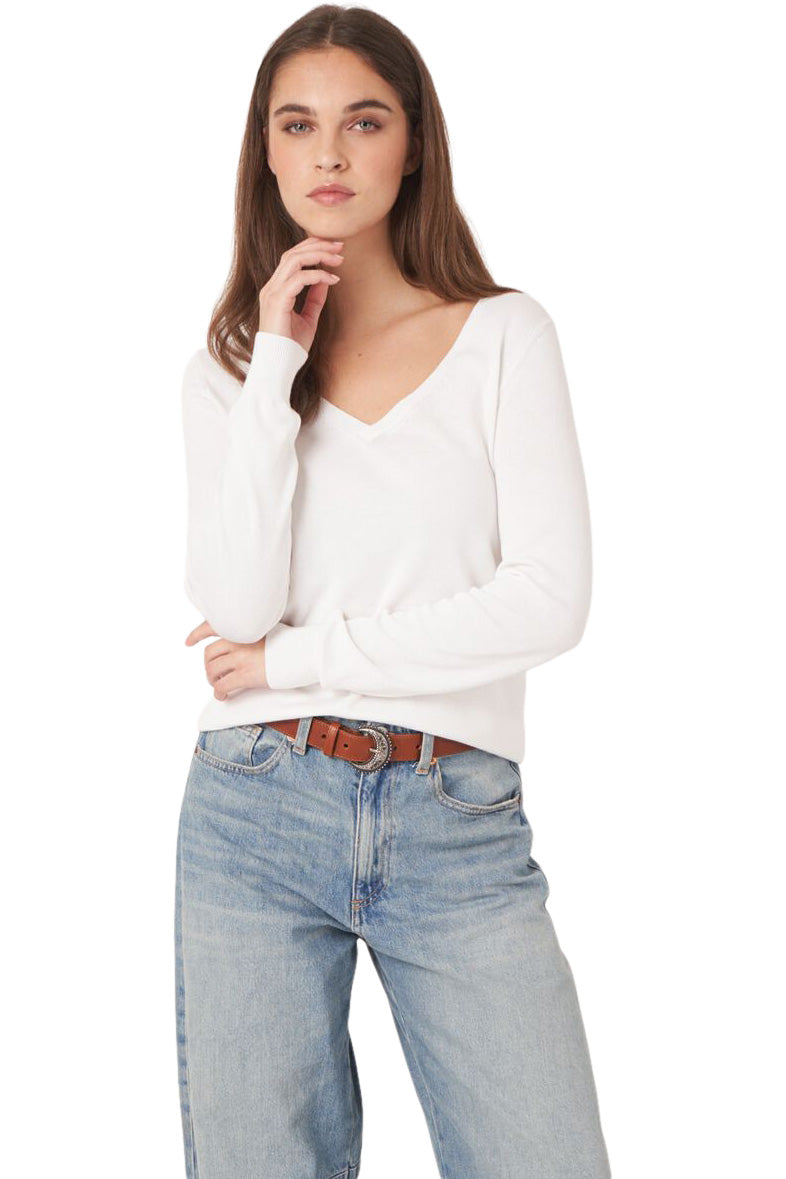 Repeat Cashmere Basic Cotton Fine Knit V-neck Pullover