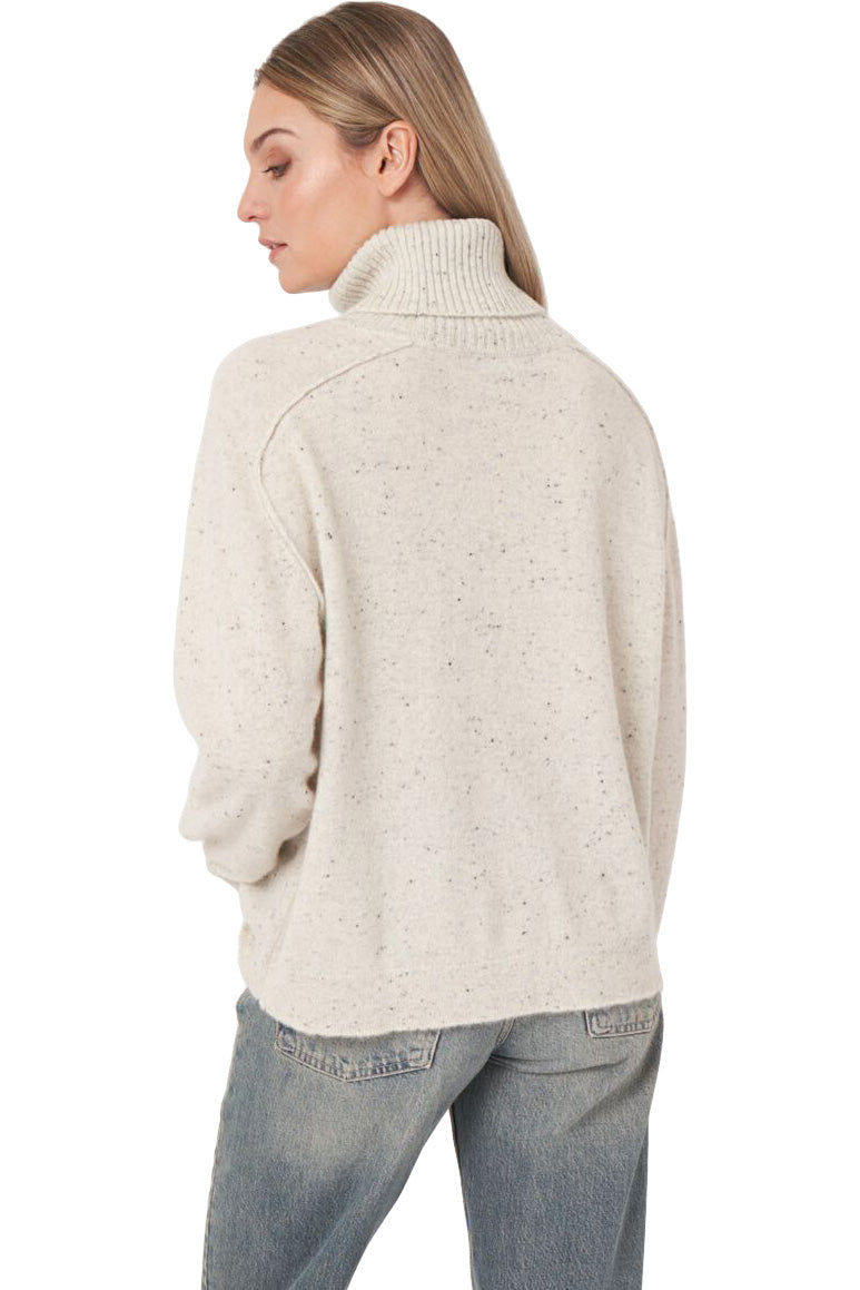Repeat Cashmere Basic Organic Cashmere Tweed Boxy Fit Sweater in Snow