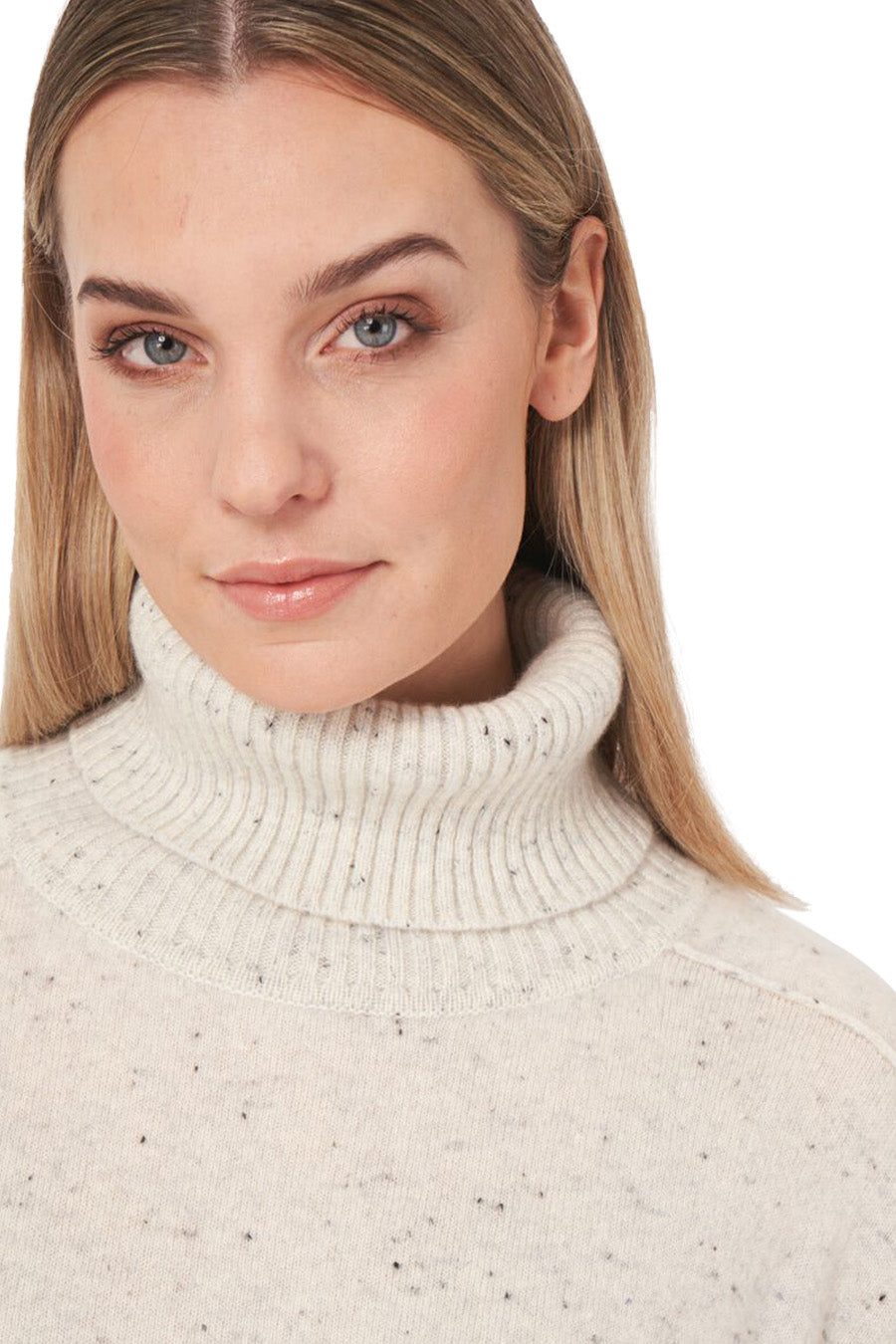 Repeat Cashmere Basic Organic Cashmere Tweed Boxy Fit Sweater in Snow