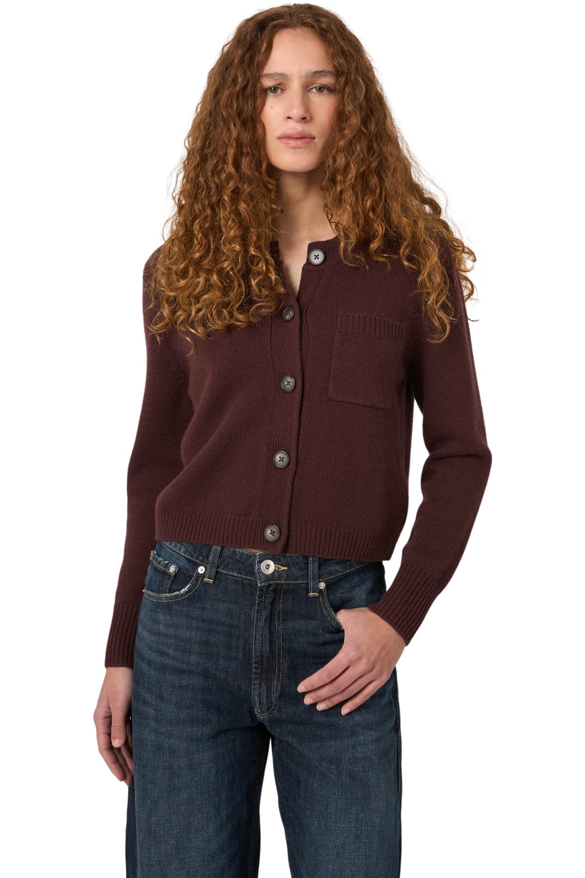 Repeat Cashmere Button Up Cardigan in Lava