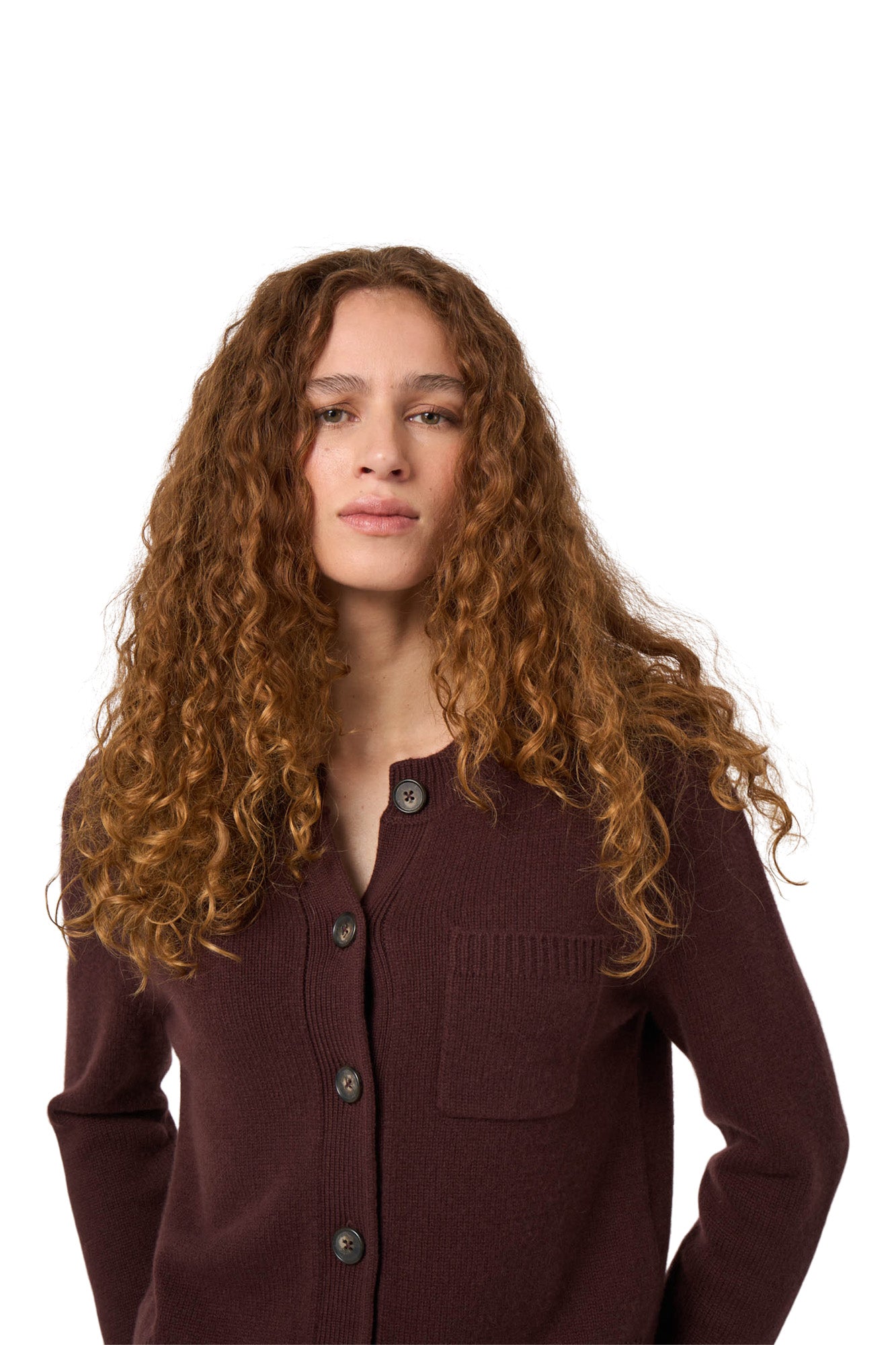 Repeat Cashmere Button Up Cardigan in Lava