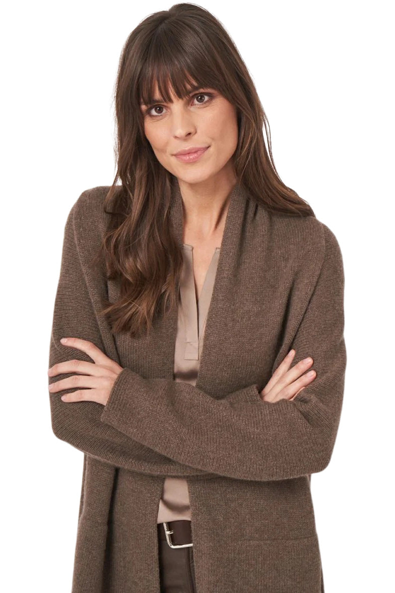 Repeat Cashmere Chunky Knit Cardigan in Cacao
